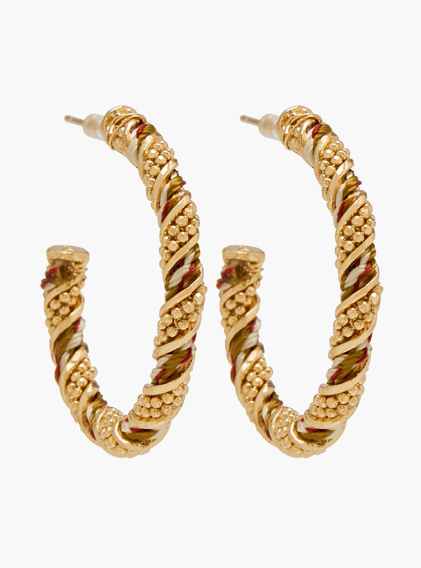 حلقان طوق مزيّنة بمكبس إغلاق خلفي - طقم من قطعتين-women-watchesandjewellery-jewellery-earrings-image-4