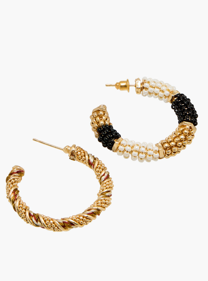حلقان طوق مزيّنة بمكبس إغلاق خلفي - طقم من قطعتين-women-watchesandjewellery-jewellery-earrings-image-5