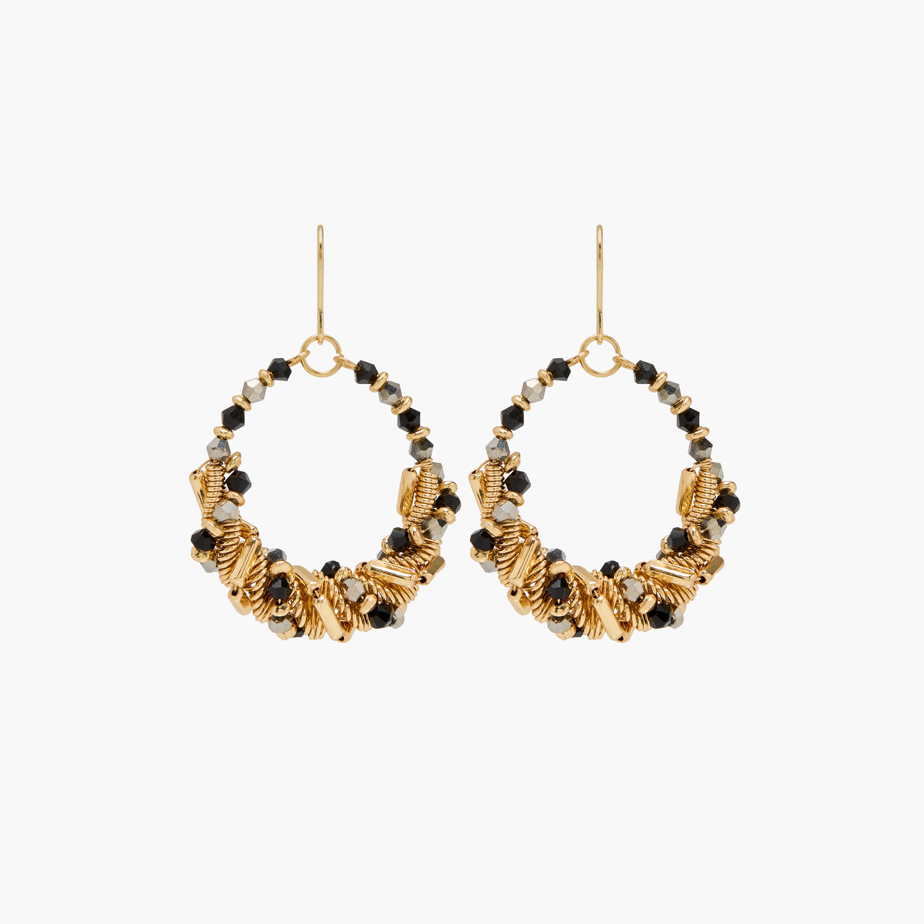 Embellished Hoop Earrings with Fish Hook-women-watchesandjewellery-jewellery-earrings-image-1