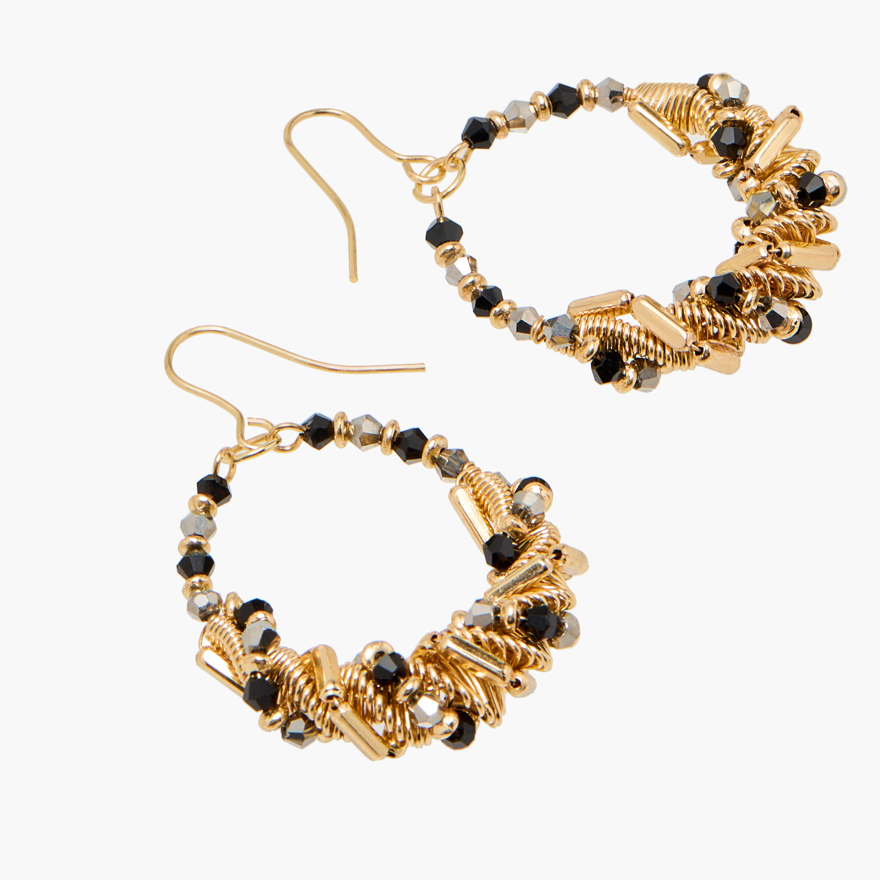 Embellished Hoop Earrings with Fish Hook-women-watchesandjewellery-jewellery-earrings-image-4