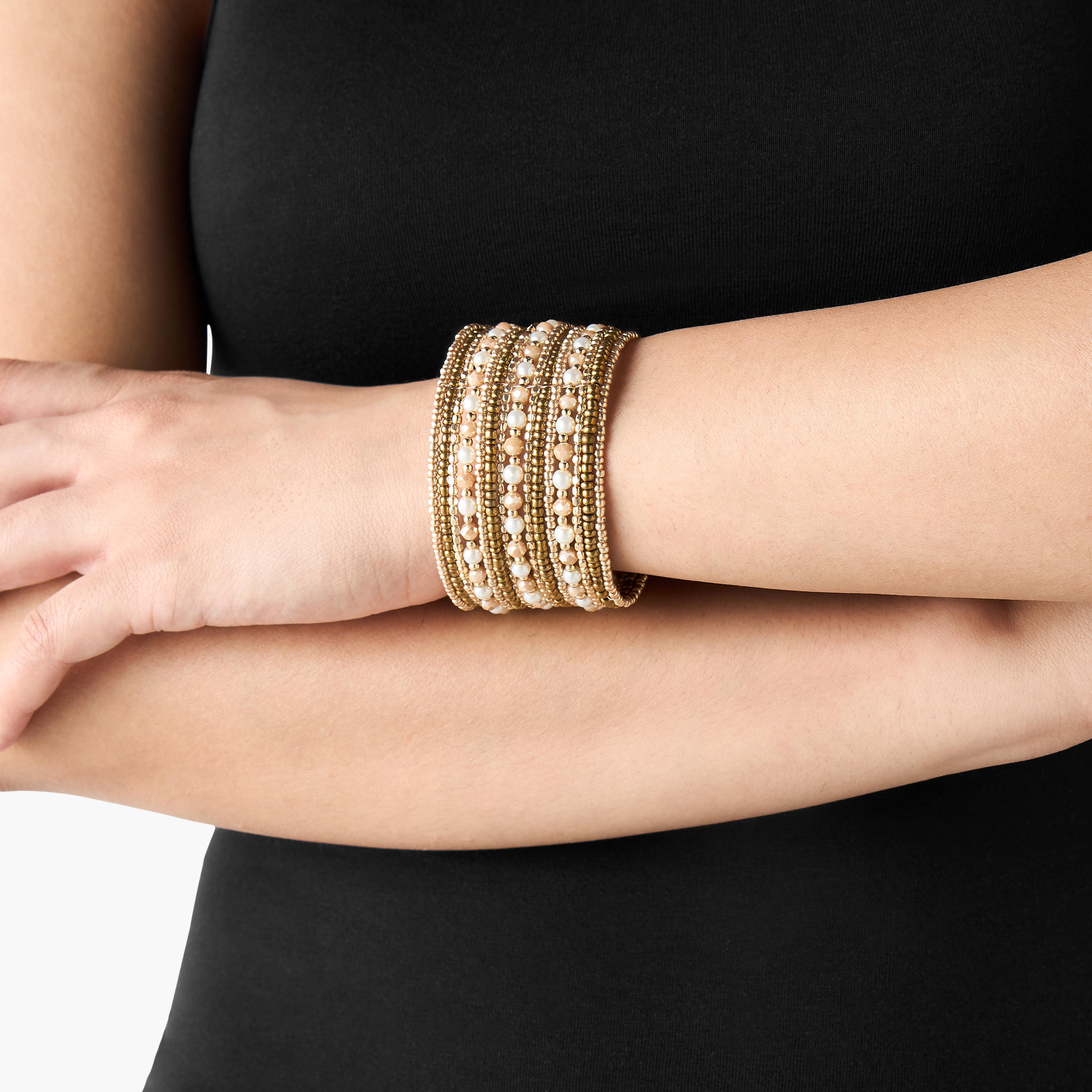 Bead Embellished Cuff Bracelet-women-watchesandjewellery-jewellery-banglesandbracelets-image-2