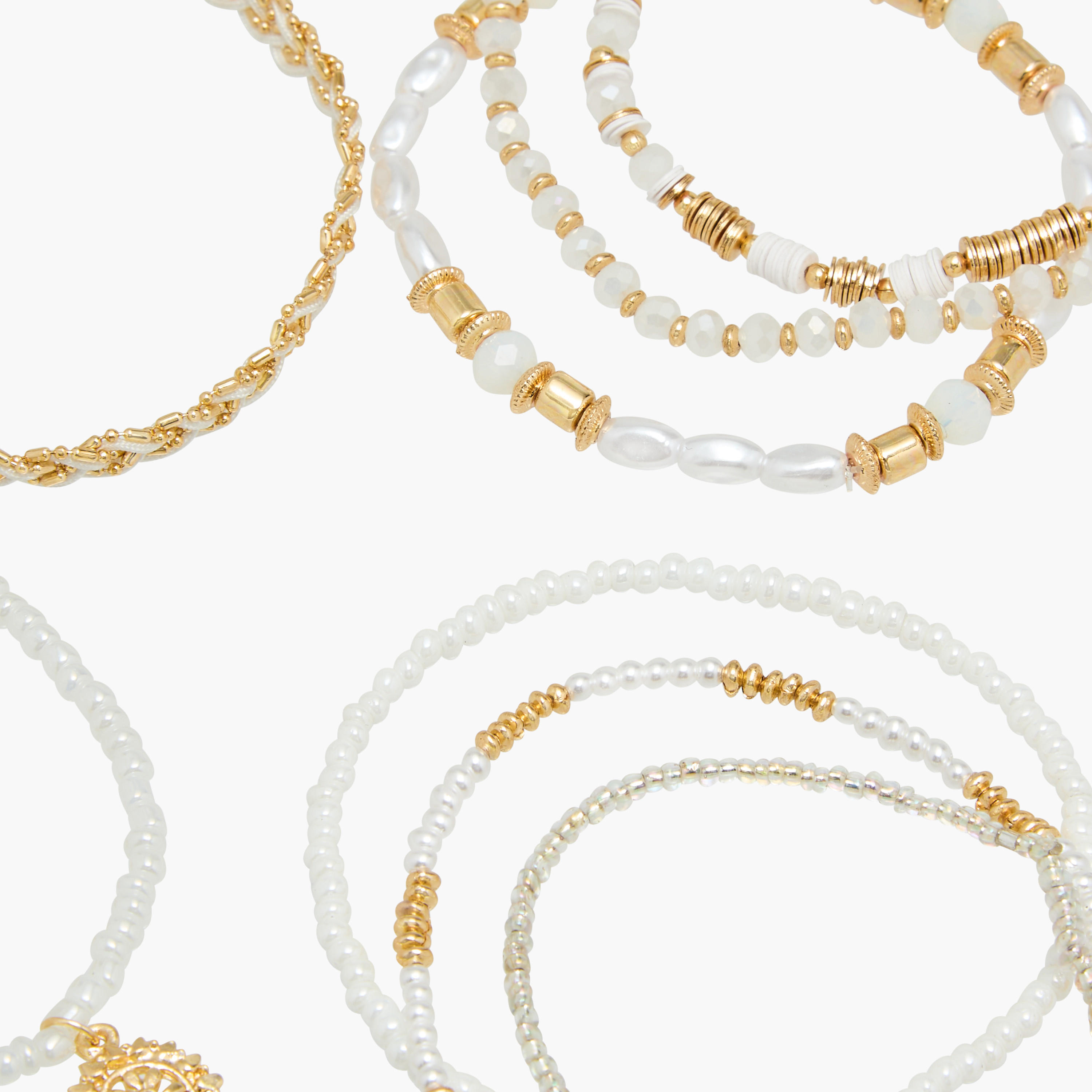 طقم أساور مزينة - 9 قطع-women-watchesandjewellery-jewellery-banglesandbracelets-image-12