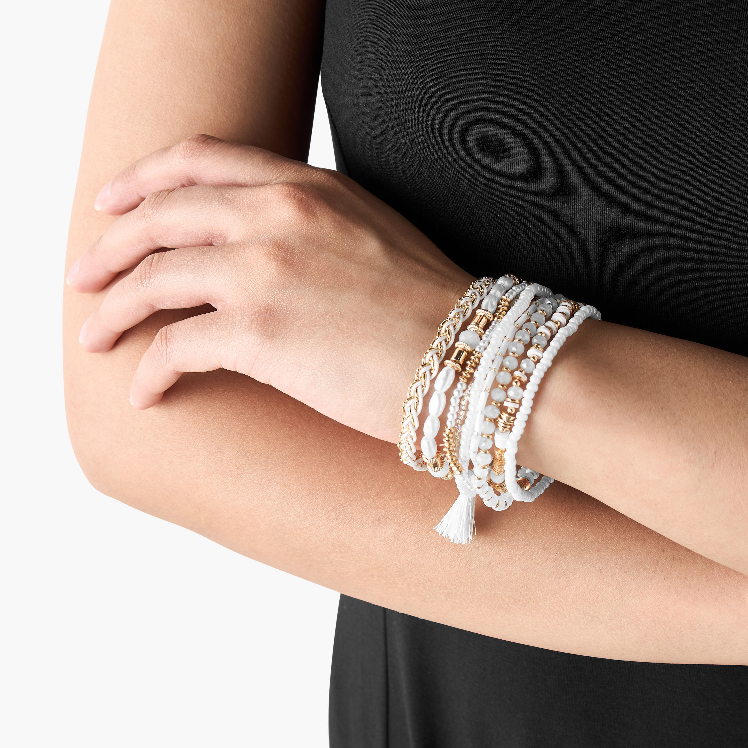 طقم أساور مزينة - 9 قطع-women-watchesandjewellery-jewellery-banglesandbracelets-image-2