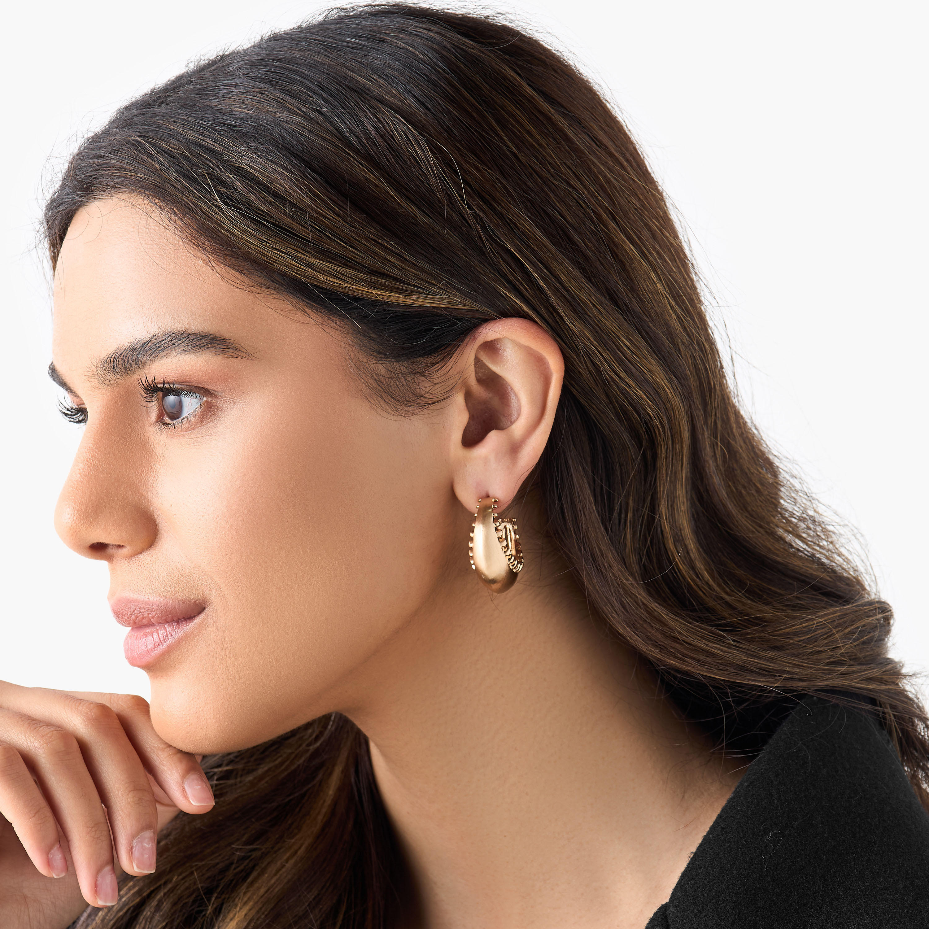 حلقان طوق متنوعة بمكبس إغلاق خلفي - طقم من قطعتين -women-watchesandjewellery-jewellery-earrings-image-5