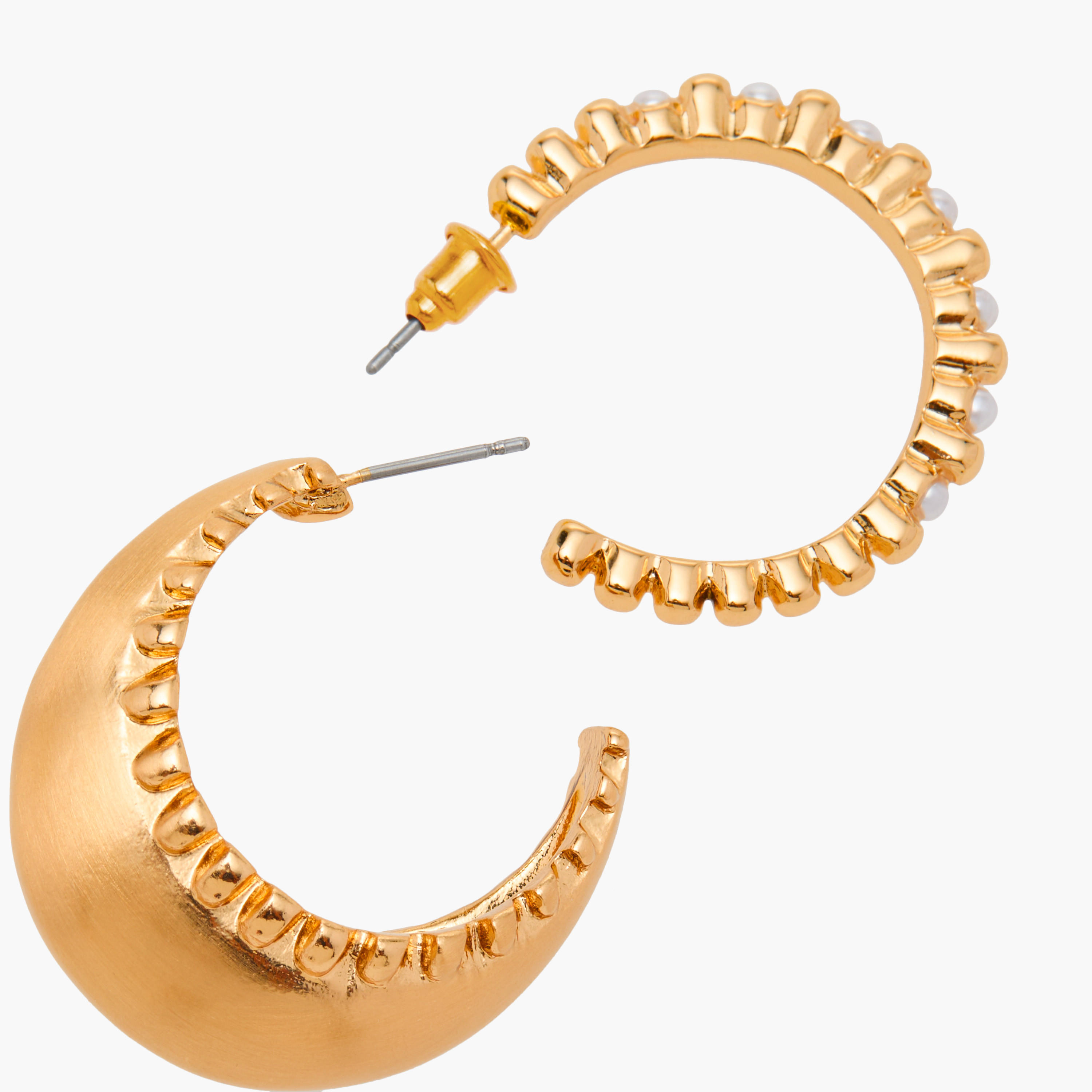 حلقان طوق متنوعة بمكبس إغلاق خلفي - طقم من قطعتين -women-watchesandjewellery-jewellery-earrings-image-1