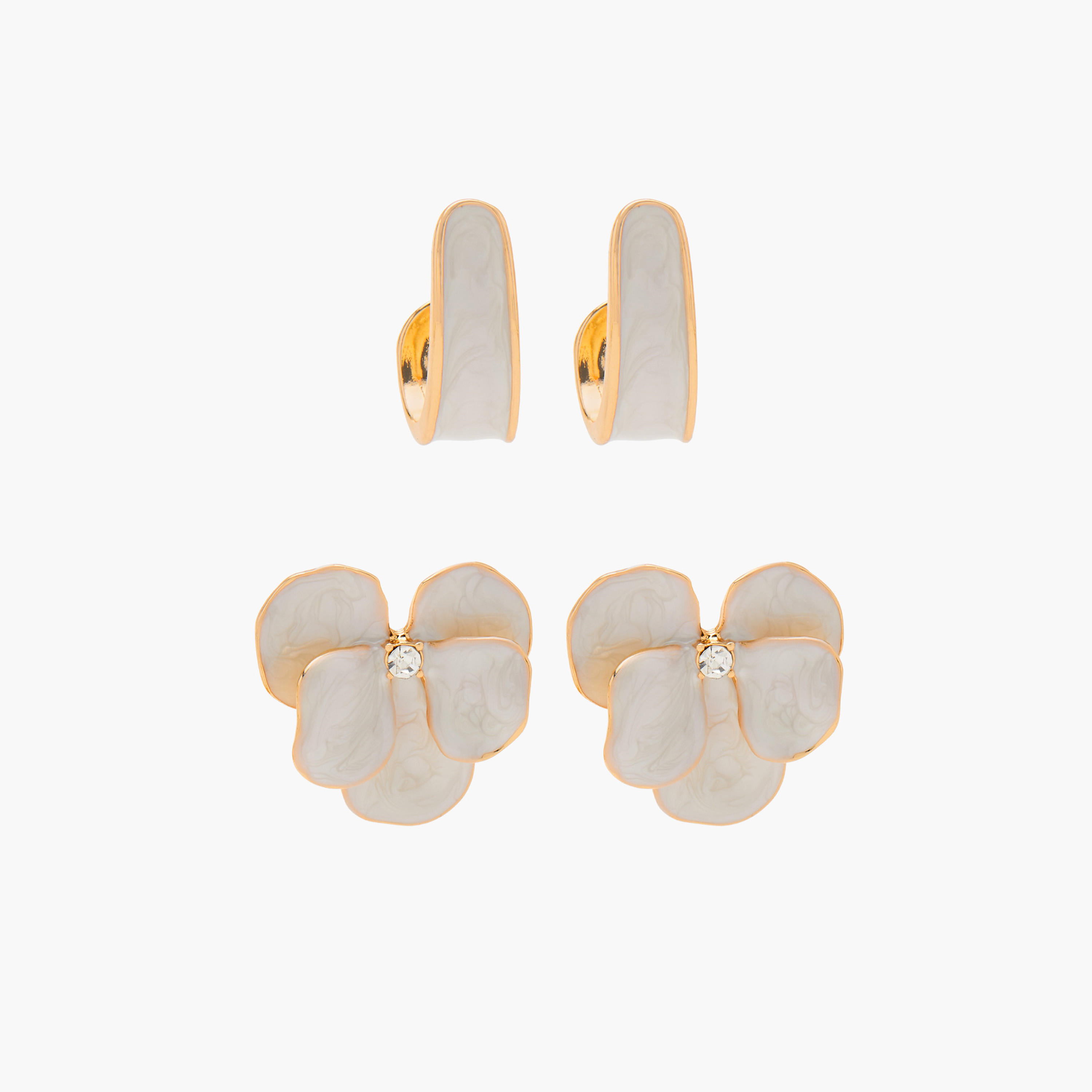 حلقان ميتاليك متنوعة بمكبس إغلاق خلفي - طقم من زوجين-women-watchesandjewellery-jewellery-earrings-image-1