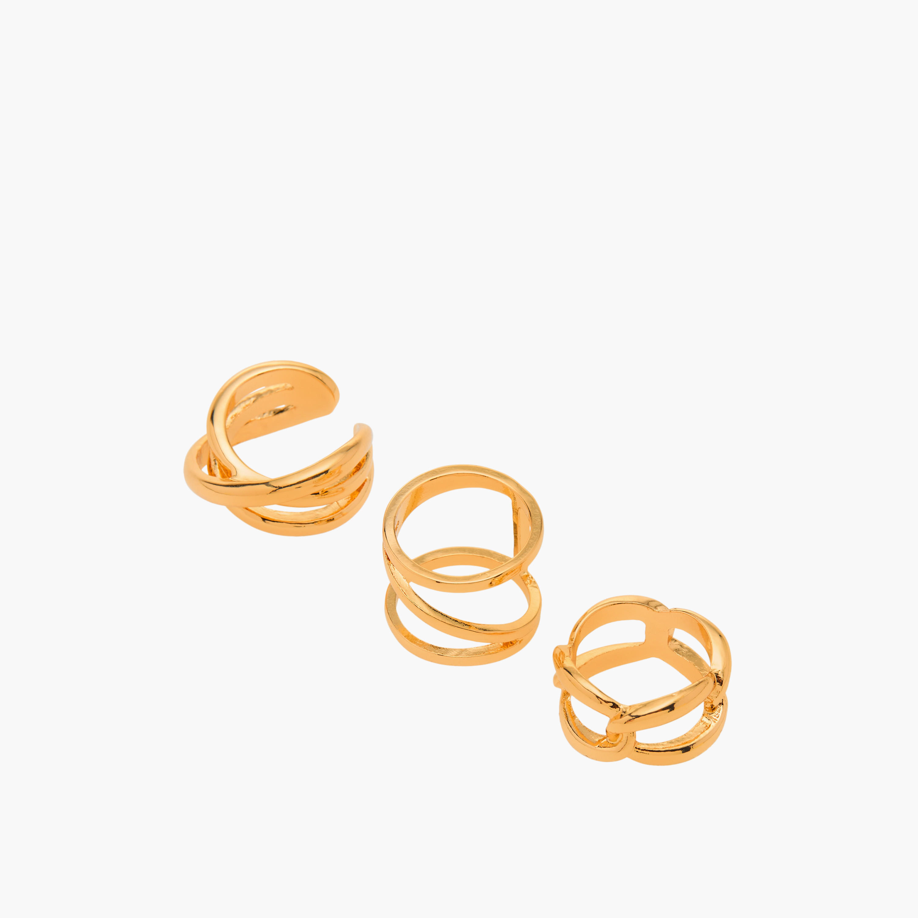 Set of 3 - Assorted Metallic Ring-women-watchesandjewellery-jewellery-rings-image-1