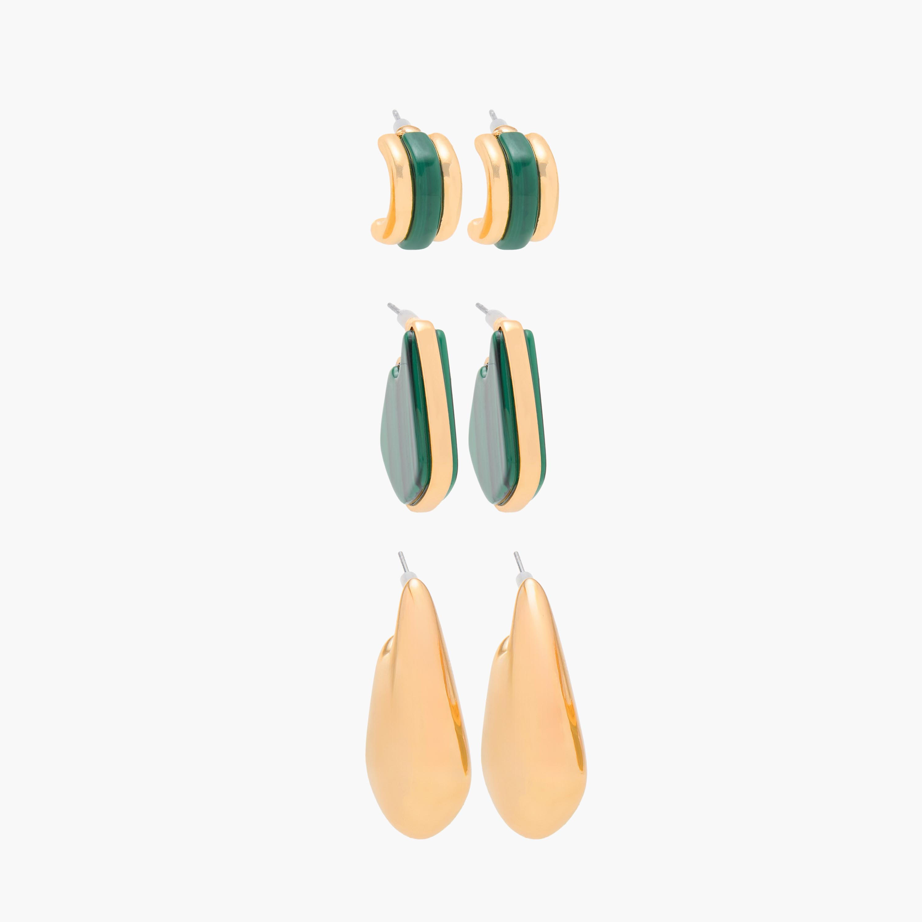 حلقان بارزة الملمس بمكبس إغلاق خلفي - طقم 3 أزواج-women-watchesandjewellery-jewellery-earrings-image-1