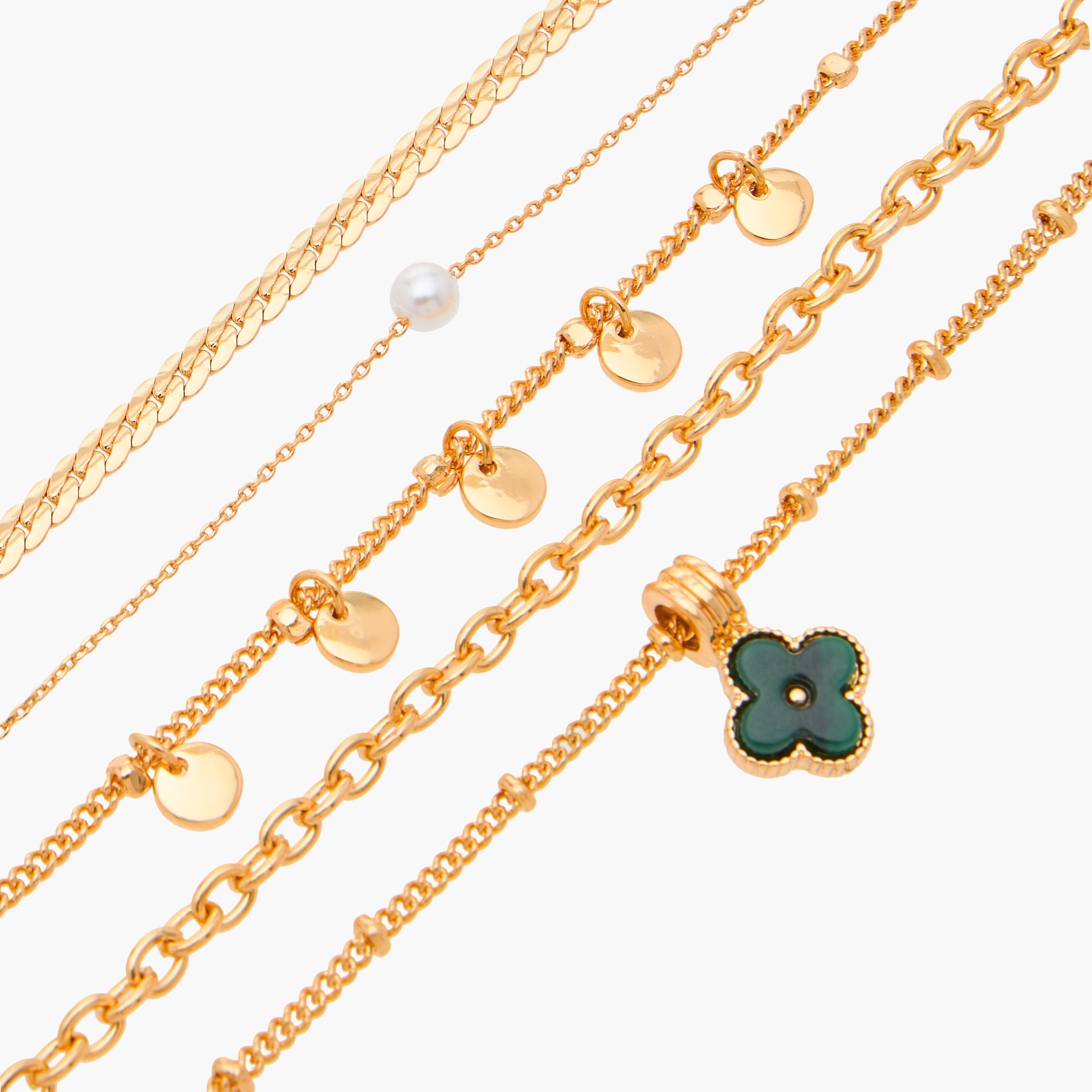 أساور متنوعة بمشبك إغلاق - طقم من 5 قطع-women-watchesandjewellery-jewellery-banglesandbracelets-image-8