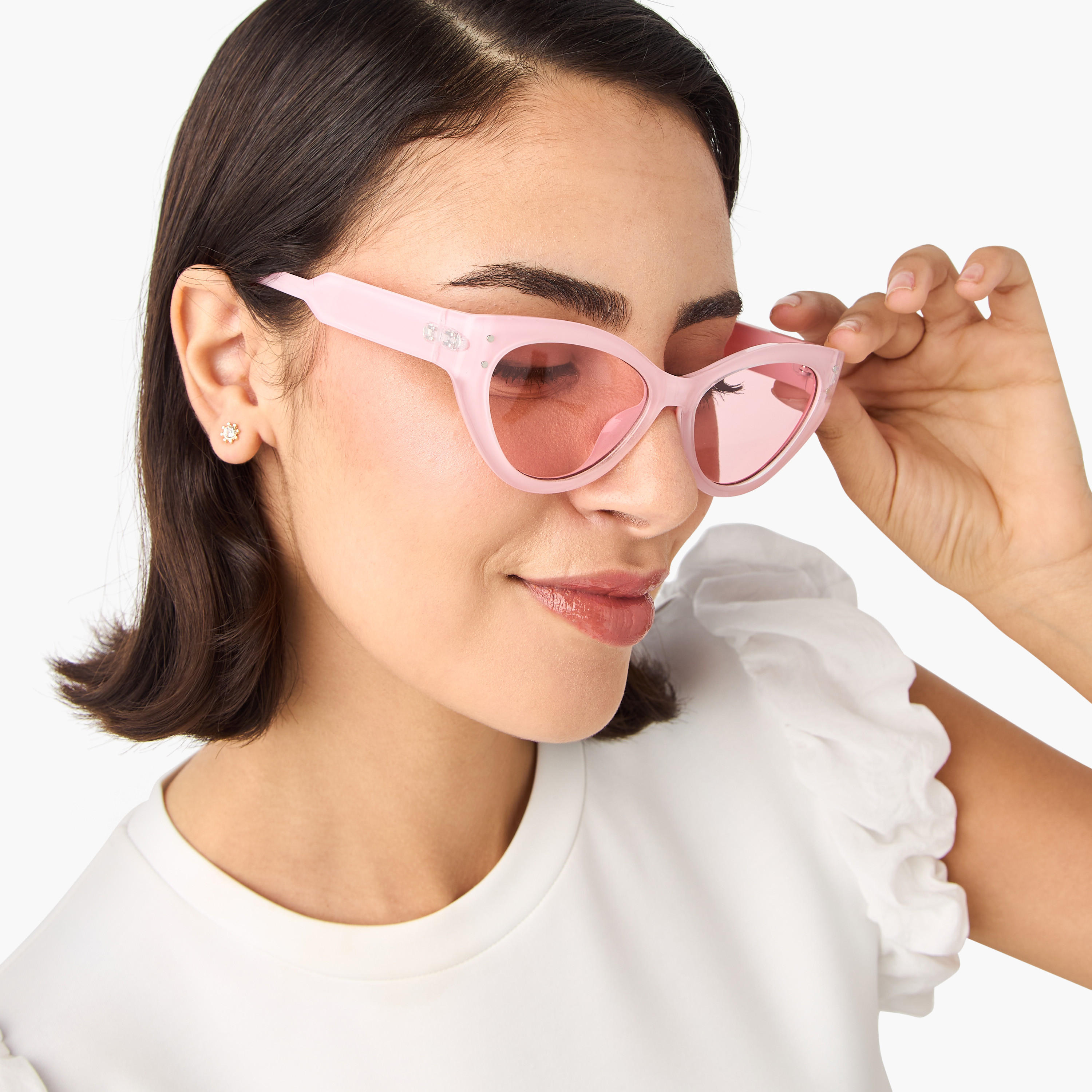 نظارة شمسية بتصميم عين قطة وعدسات ملونة وإطار كامل-women-sunglasses-image-2
