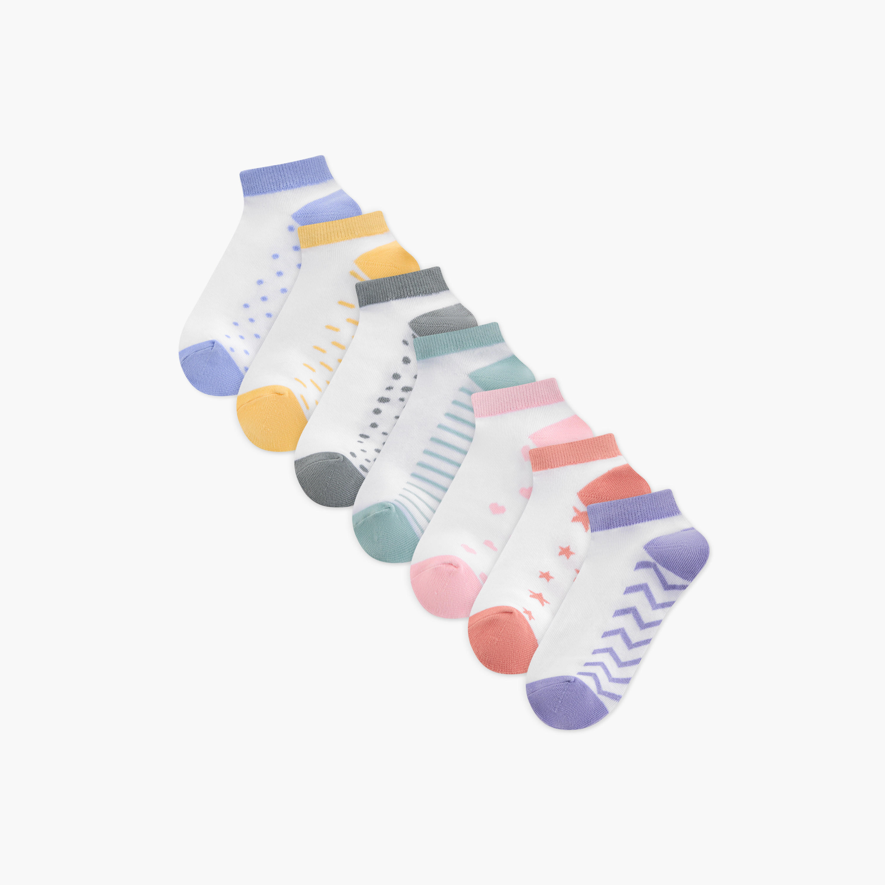 طقم جوارب 7 أزواج بطبعات وطول الكاحل-women-socksandstockings-image-1