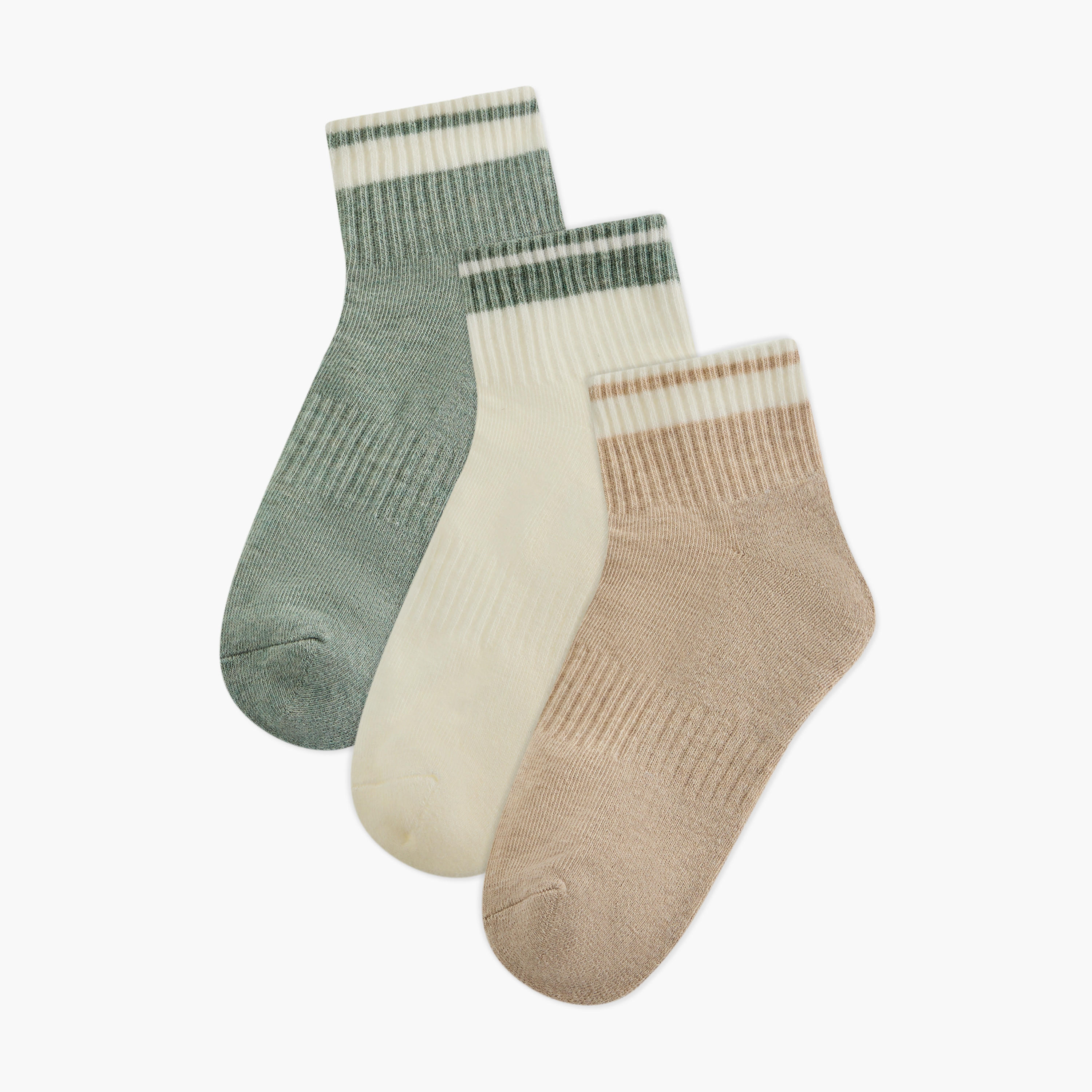 طقم جوارب 3 أزواج بارزة الملمس بطول الكاحل-women-socksandstockings-image-1