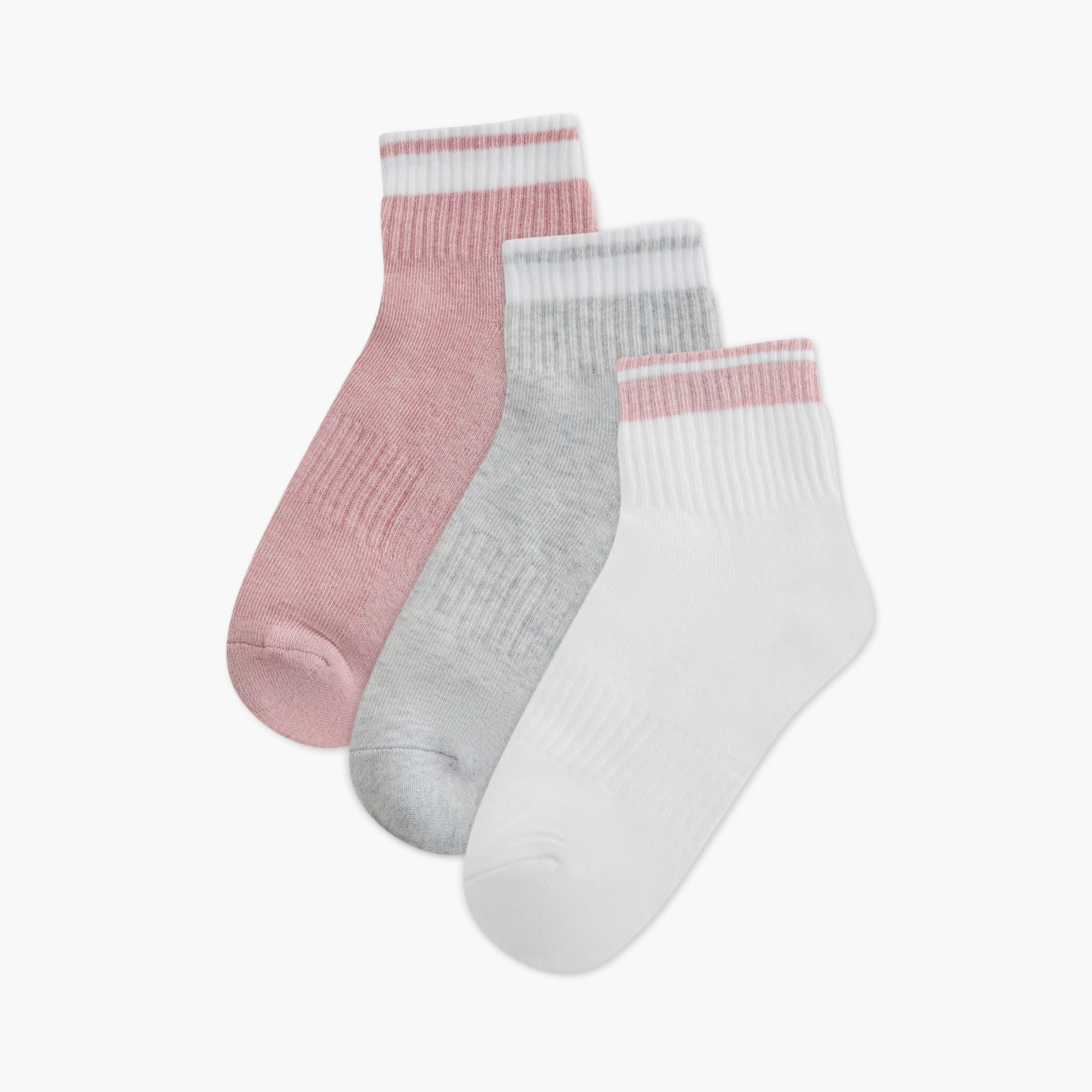 طقم جوارب 3 أزواج مضلعة بطول الكاحل-women-socksandstockings-image-1