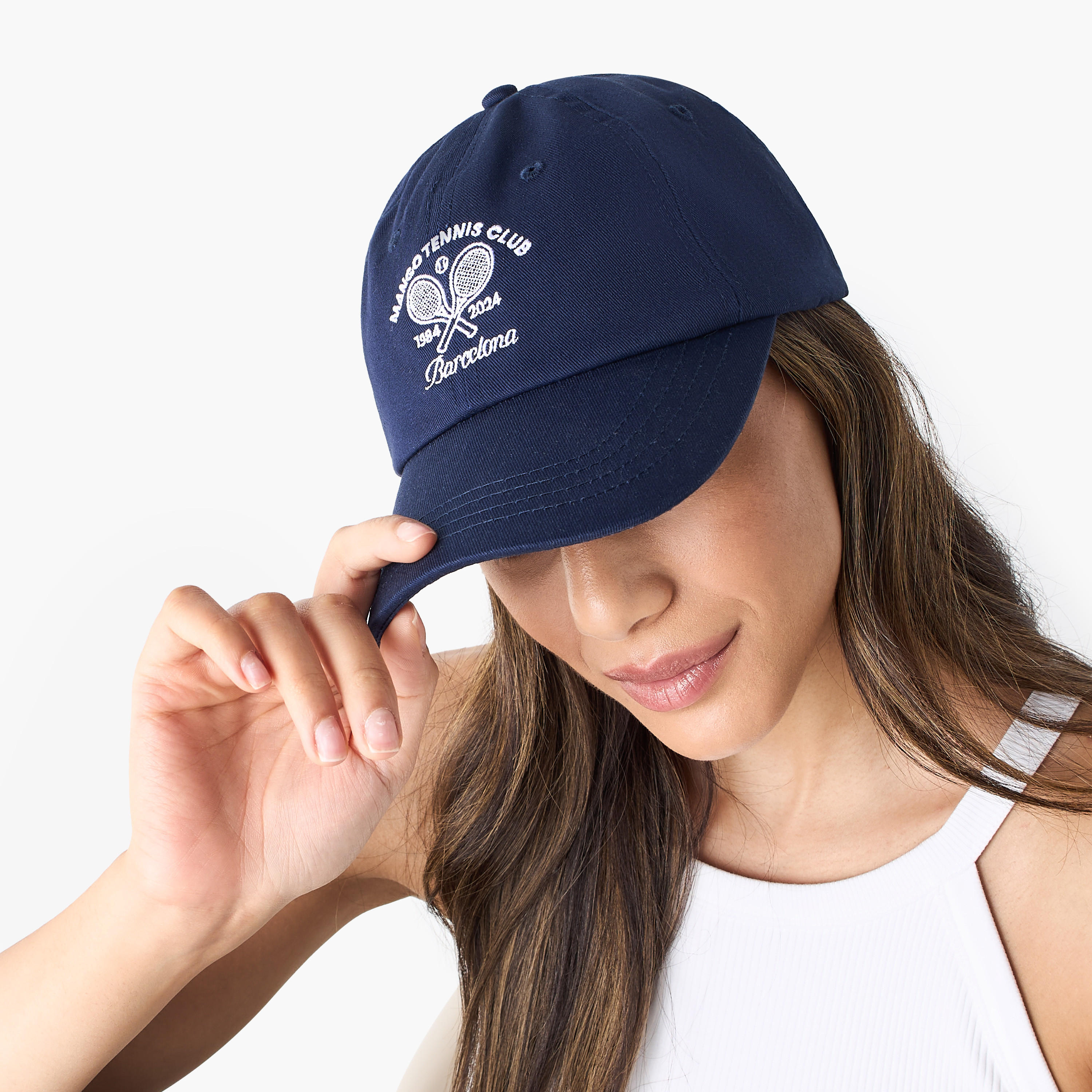 Embroidered Cap with Hook and Loop Closure-women-clothingaccessories-capsandhats-image-2