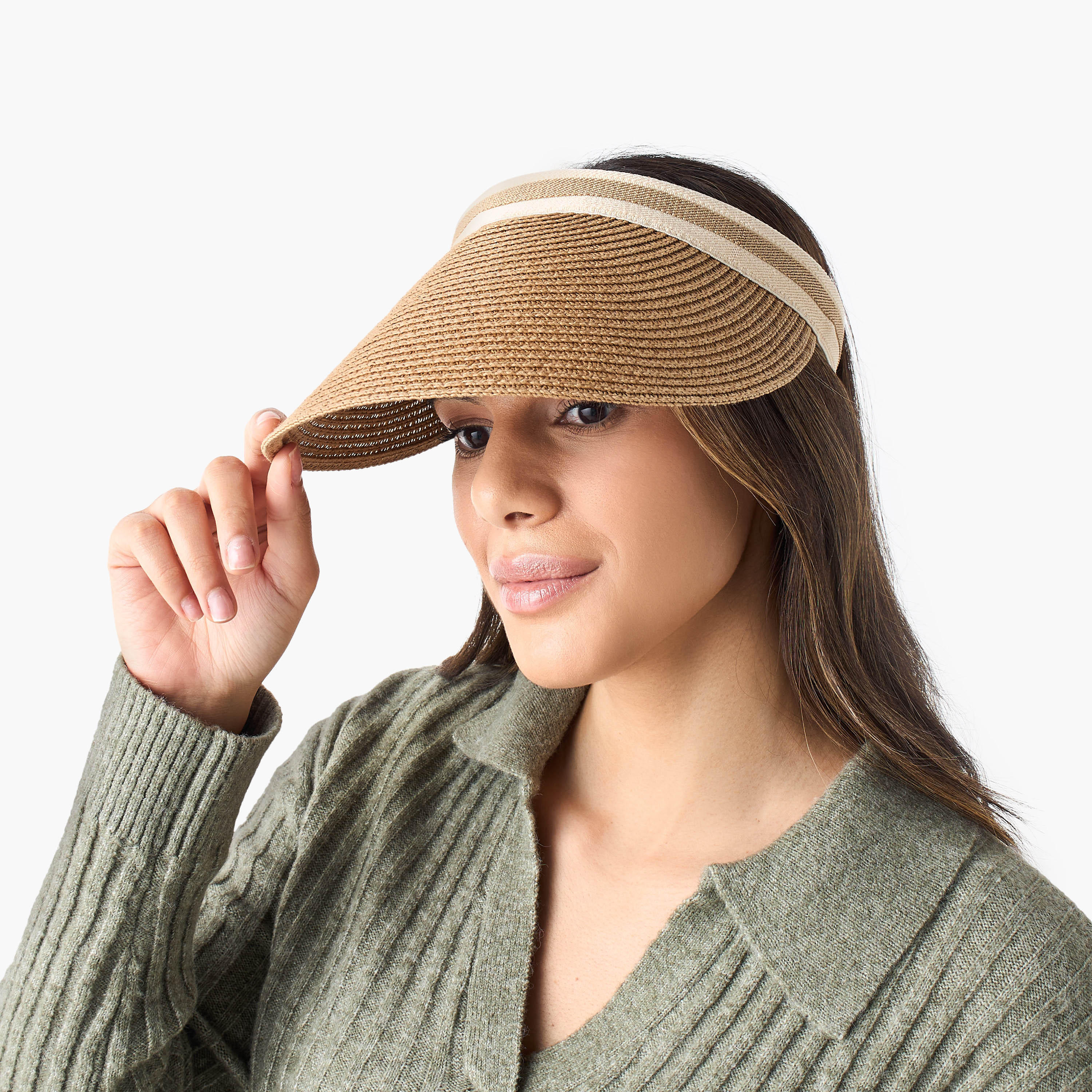 Textured Visor Cap-women-clothingaccessories-capsandhats-image-2