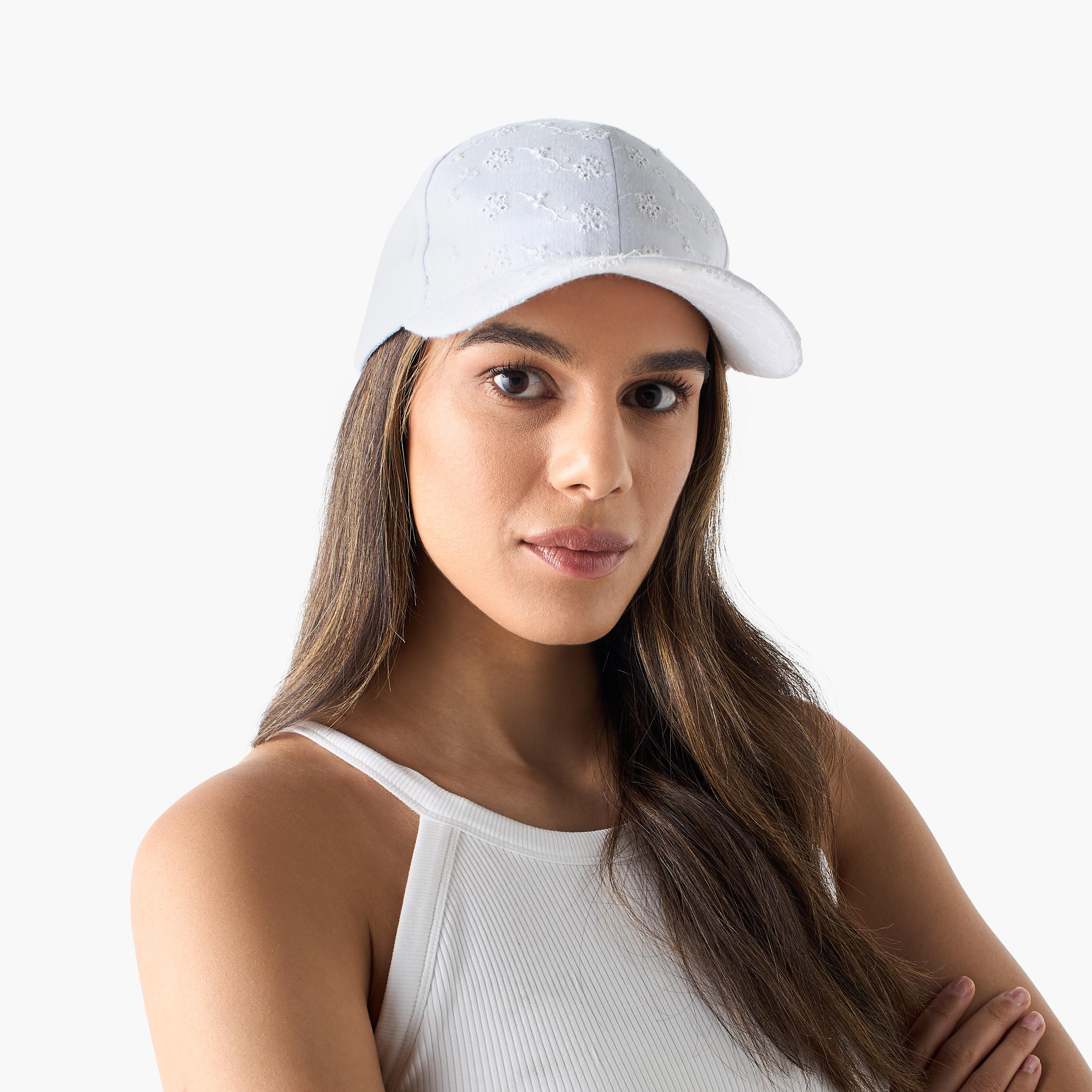 Embroidered Cap with Tie-Ups-women-clothingaccessories-capsandhats-image-2