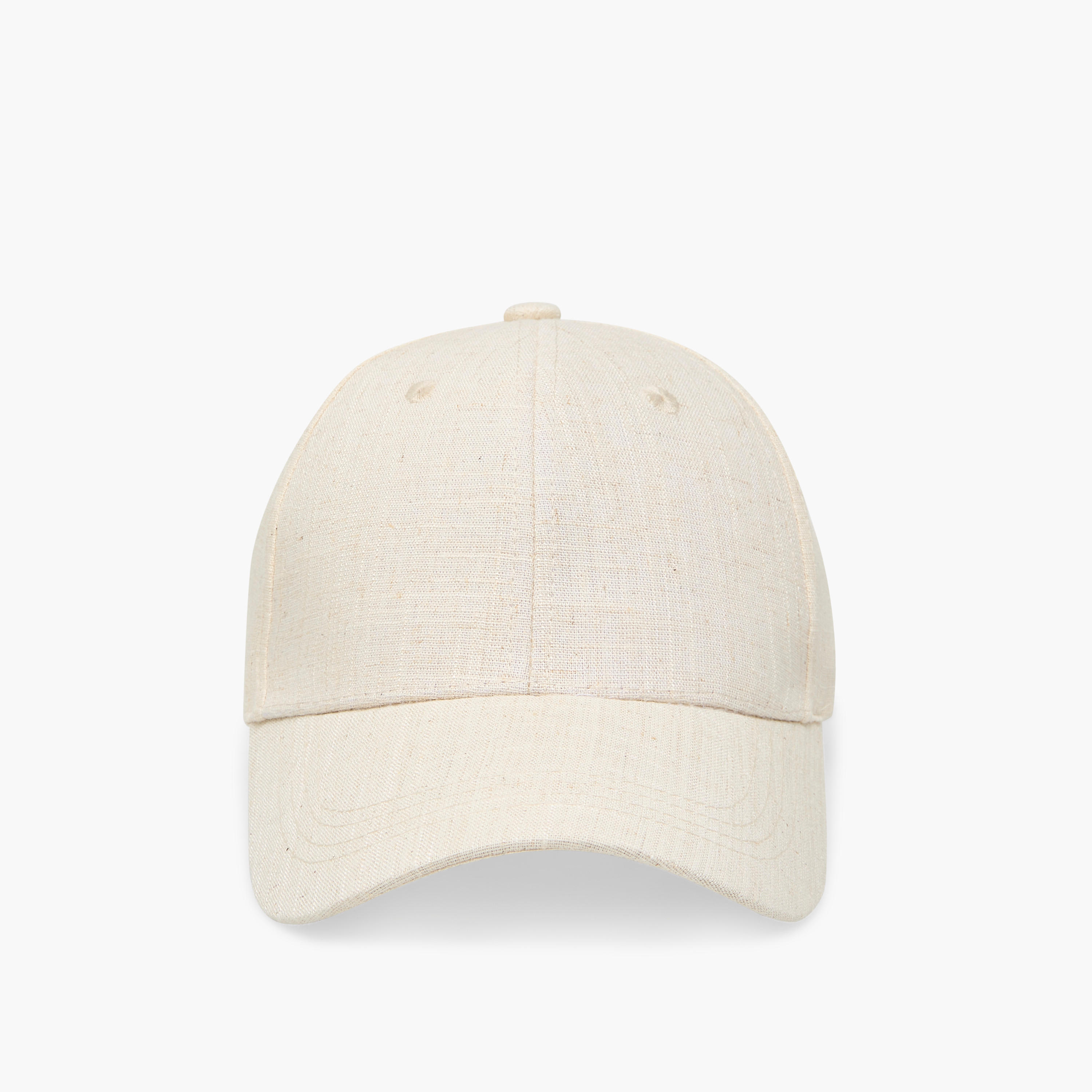 Textured Cap with Buckled Strap Closure-women-clothingaccessories-capsandhats-image-1