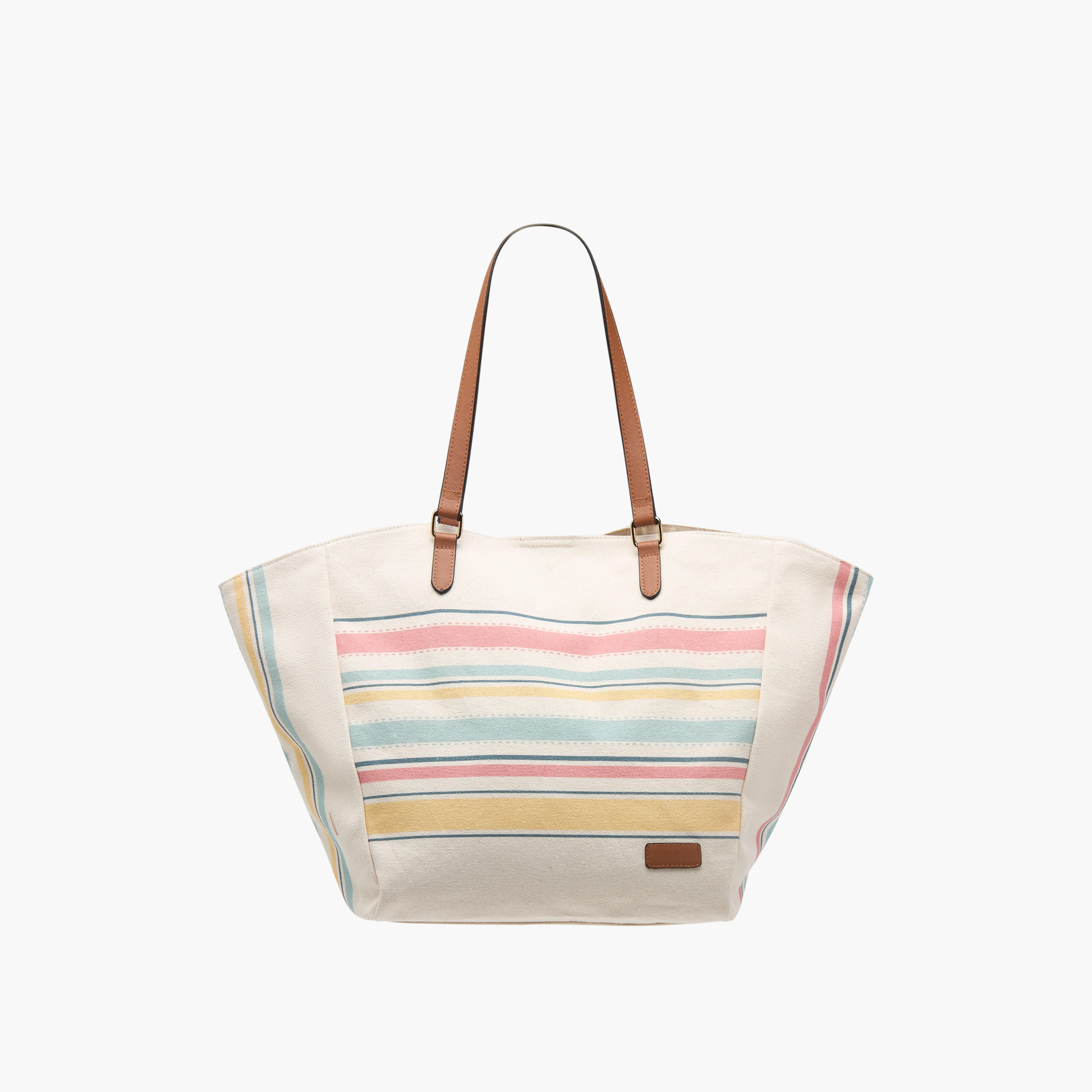 شنطة توتي مخططة بمقابض وزر إغلاق كباس-women-bagsandwallets-handbags-image-1