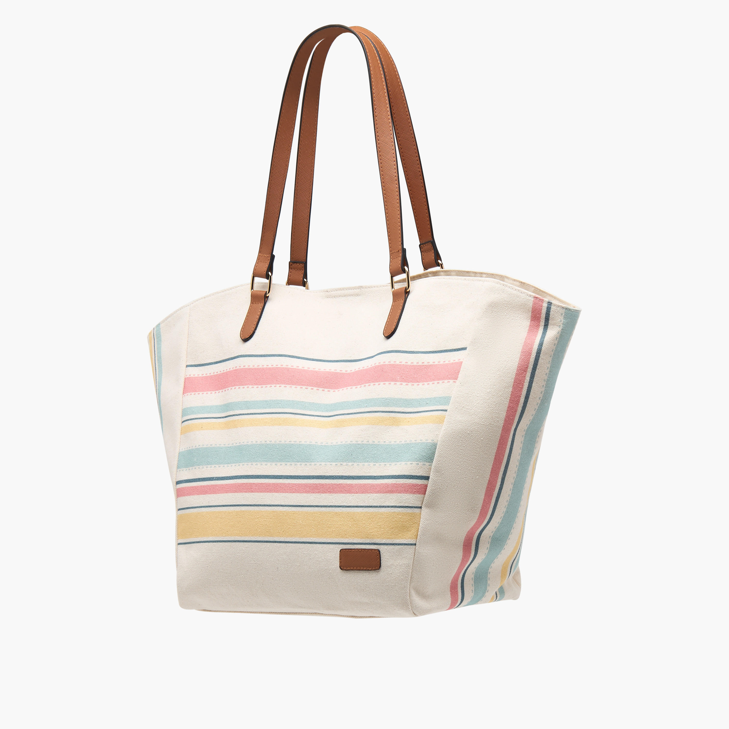 شنطة توتي مخططة بمقابض وزر إغلاق كباس-women-bagsandwallets-handbags-image-3