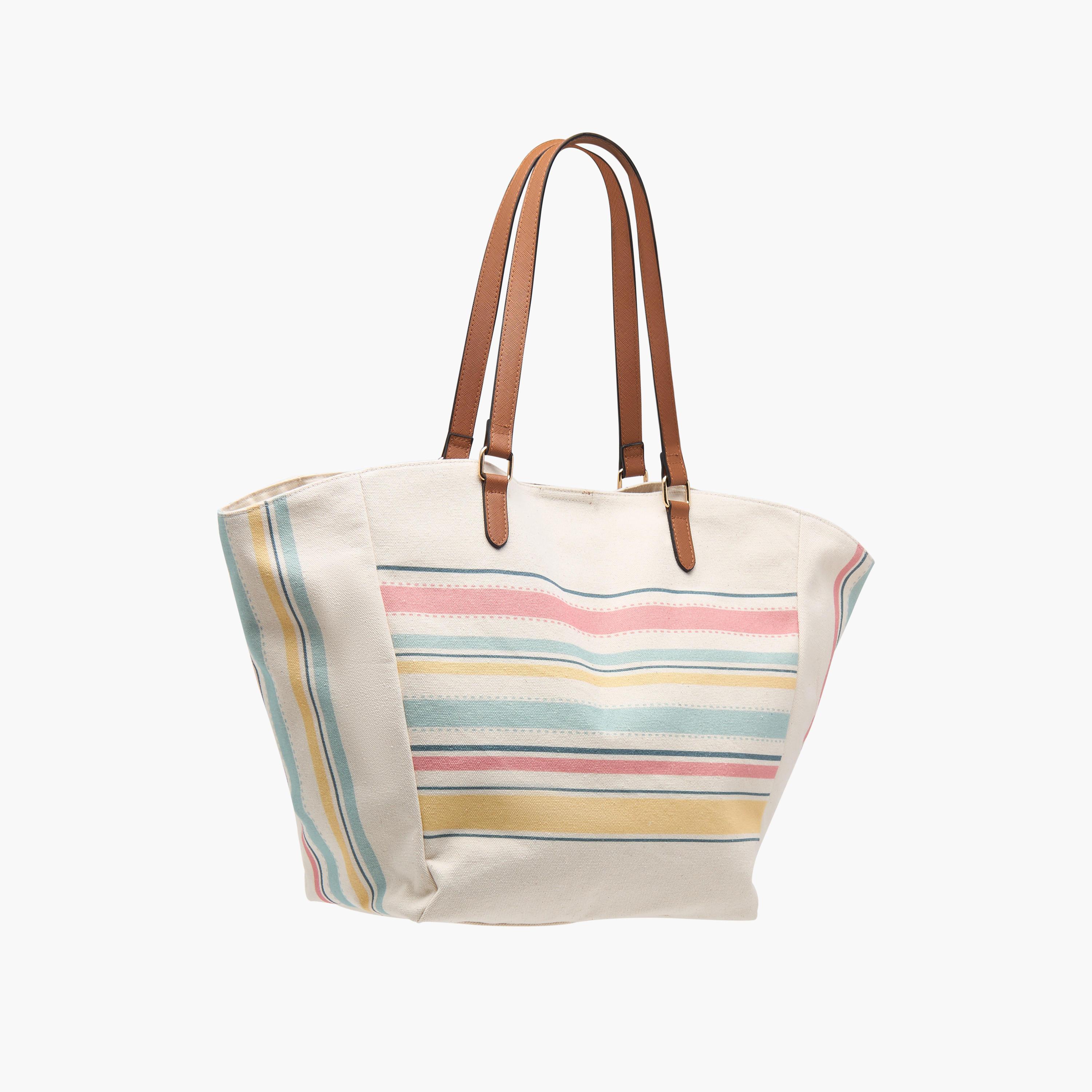 شنطة توتي مخططة بمقابض وزر إغلاق كباس-women-bagsandwallets-handbags-image-4