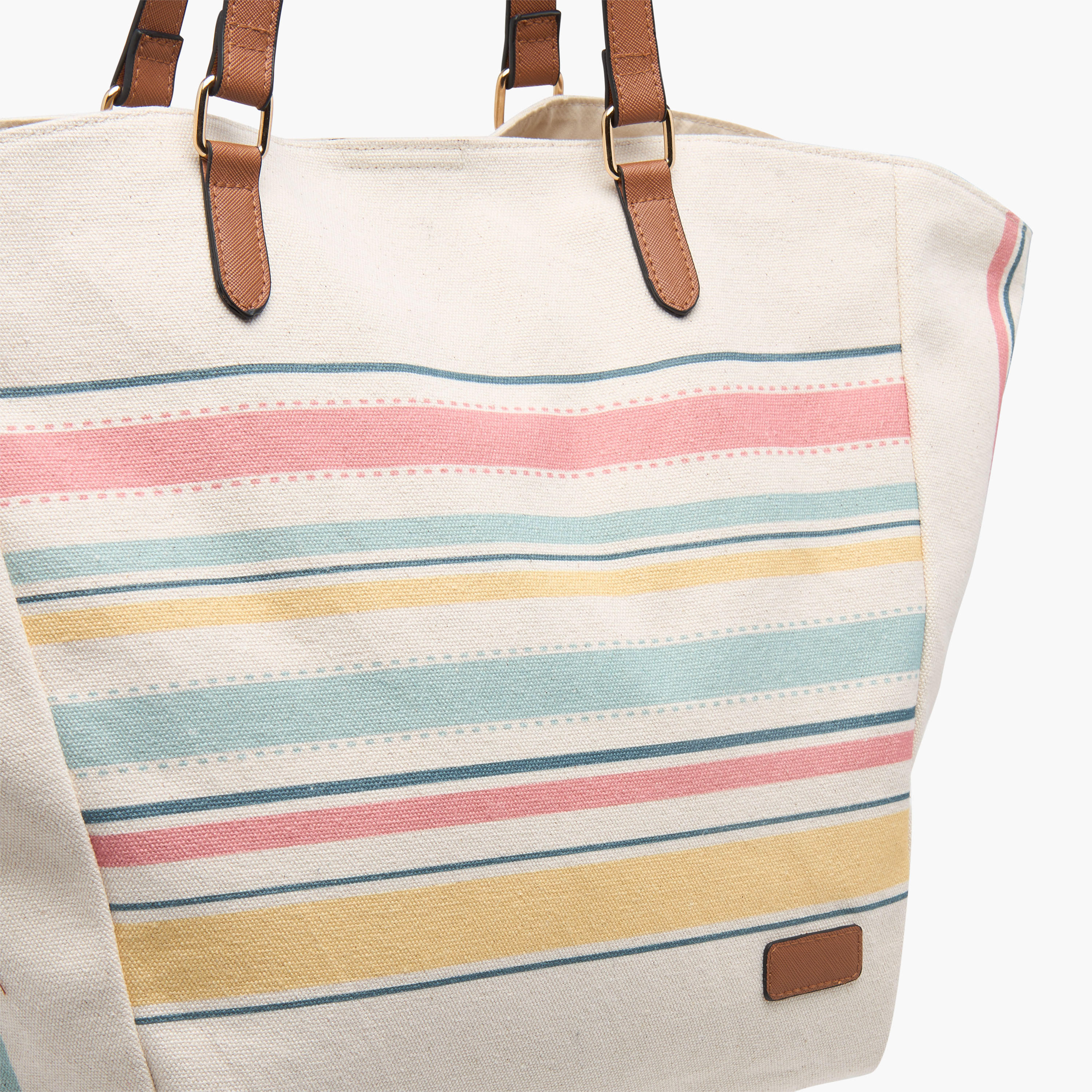شنطة توتي مخططة بمقابض وزر إغلاق كباس-women-bagsandwallets-handbags-image-5