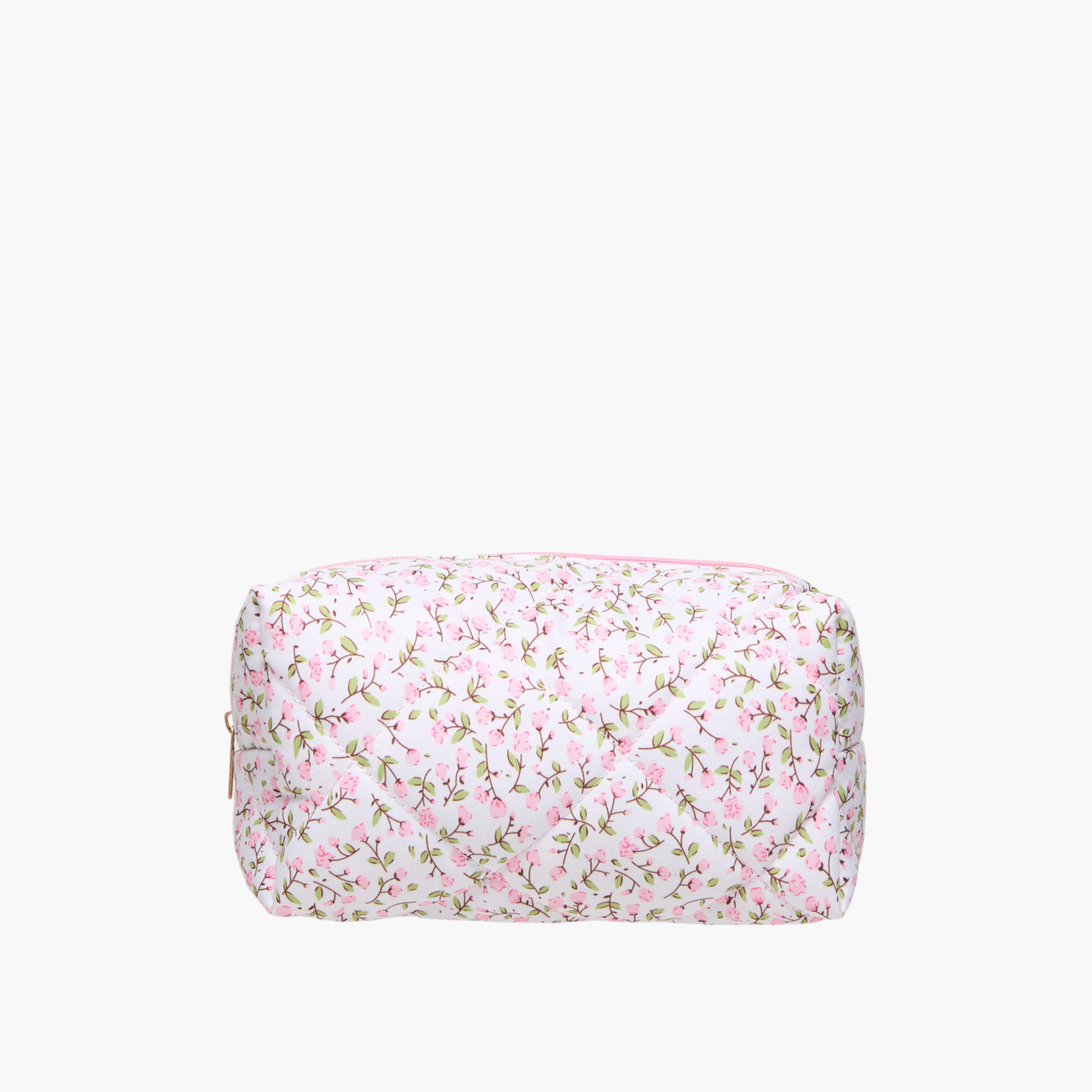 Floral Print Pouch with Zip Closure-women-bagsandwallets-handbags-image-1