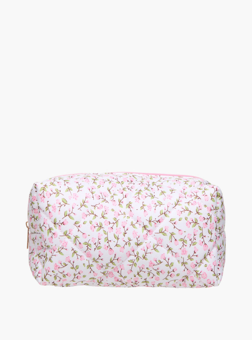 Floral Print Pouch with Zip Closure-women-bagsandwallets-handbags-image-1