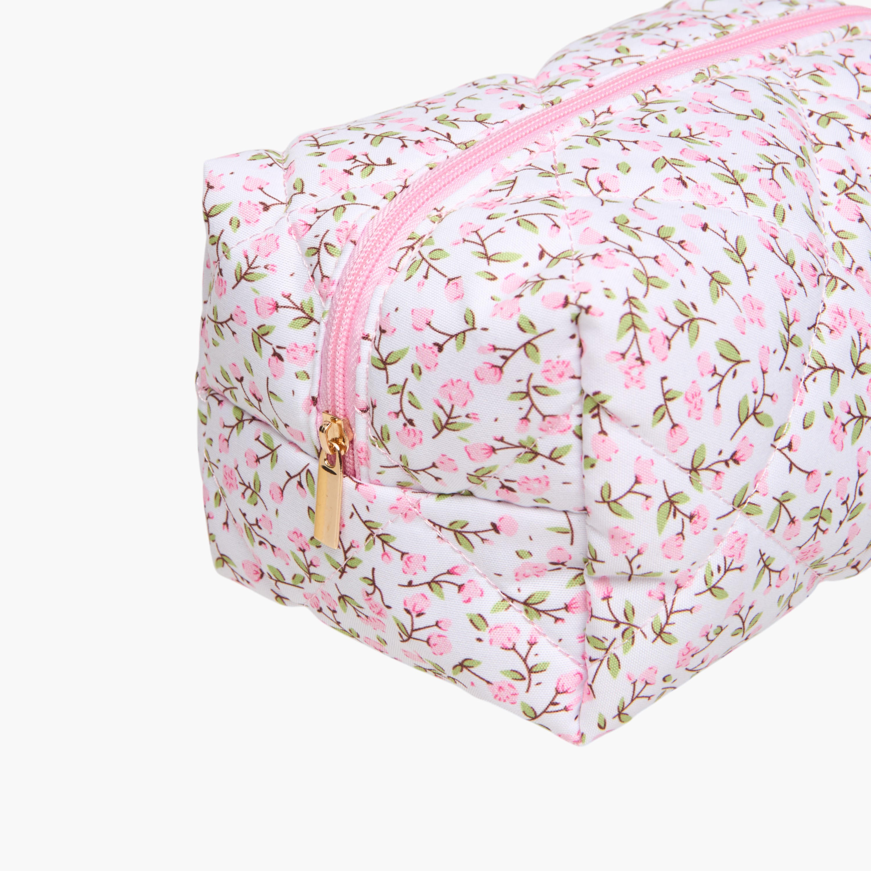 Floral Print Pouch with Zip Closure-women-bagsandwallets-handbags-image-4