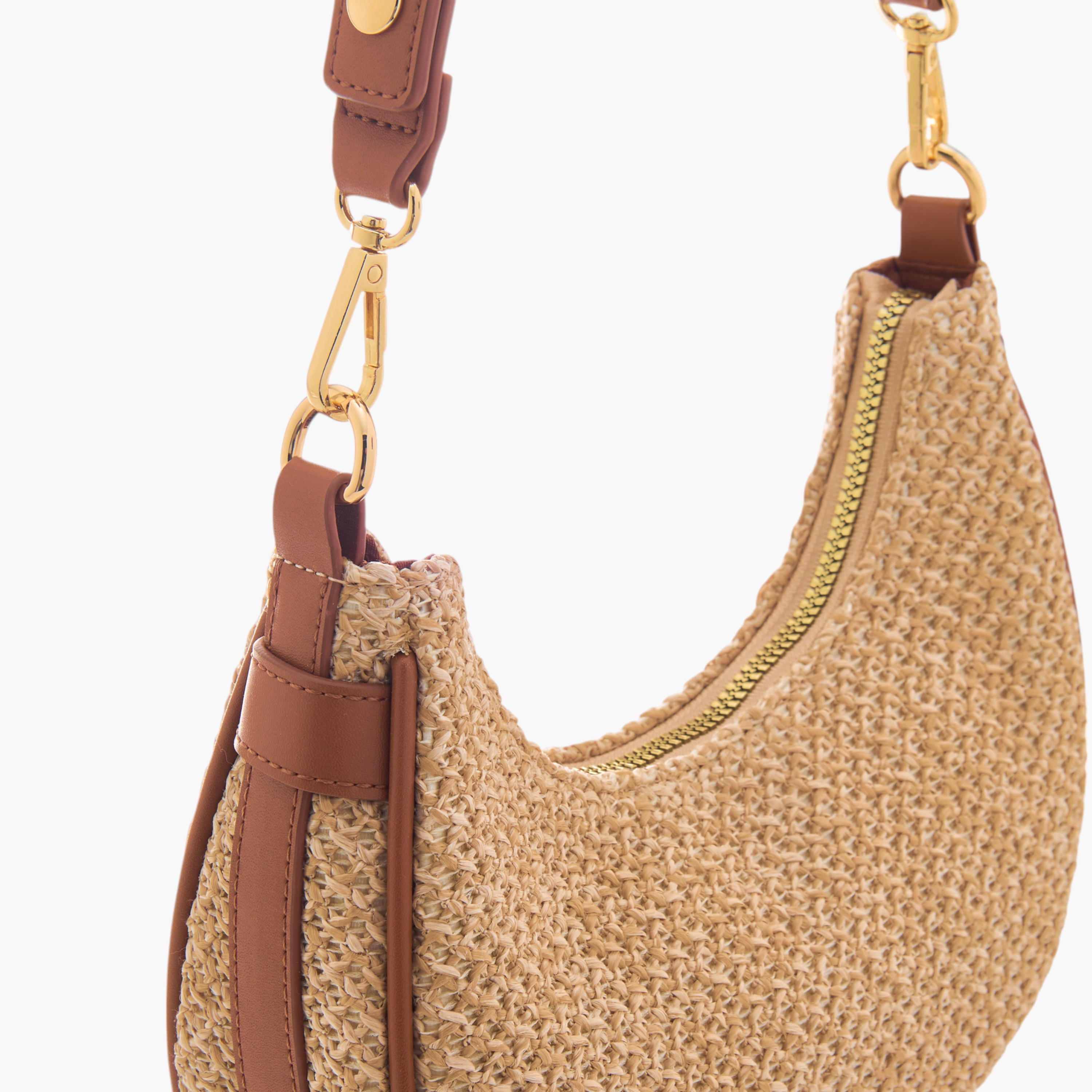 Textured Hobo Bag with Detachable Strap and Zip Closure-women-bagsandwallets-handbags-image-4