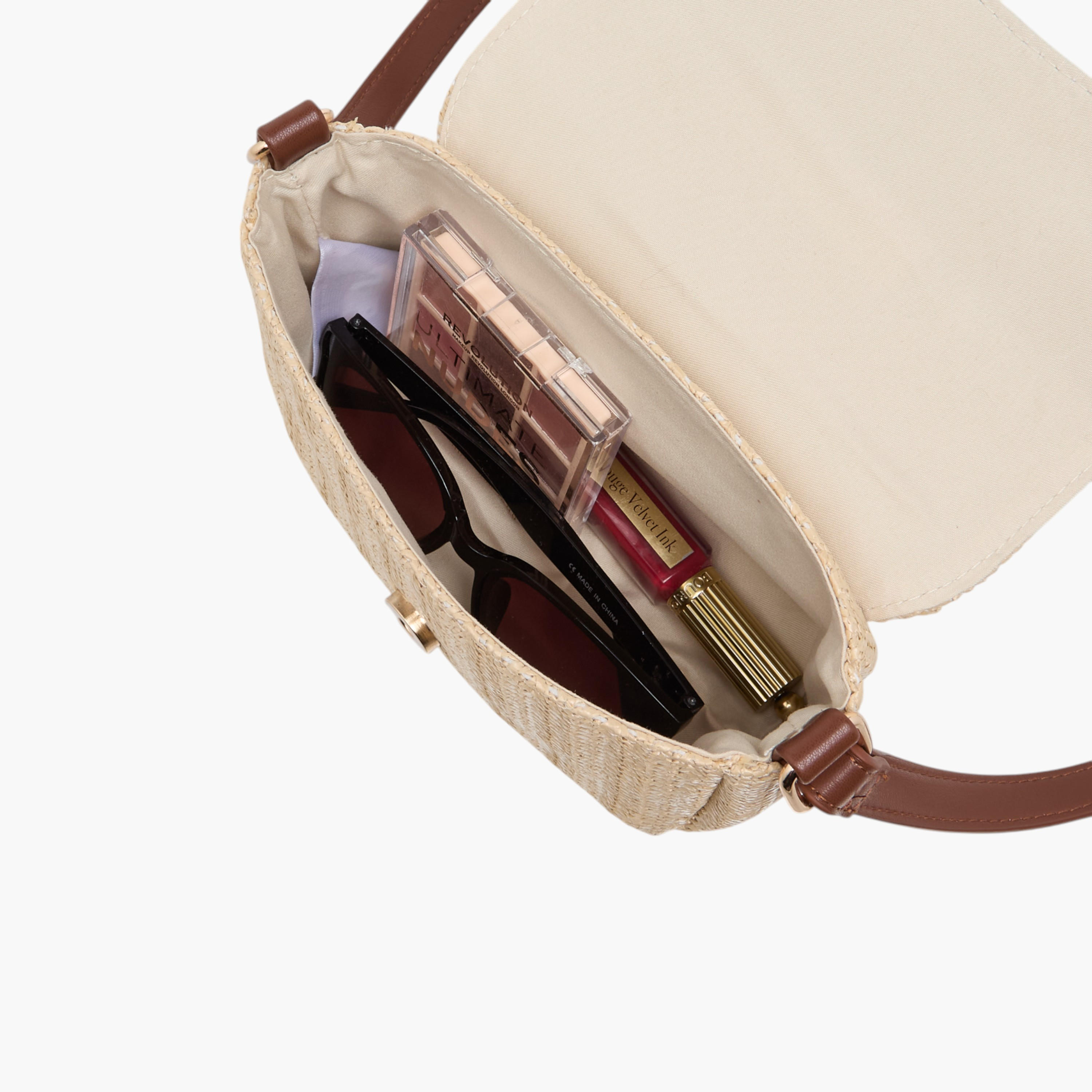 شنطة كروس بودي قش بارزة الملمس بحزام قابل للتعديل وزر إغلاق-women-bagsandwallets-handbags-image-8
