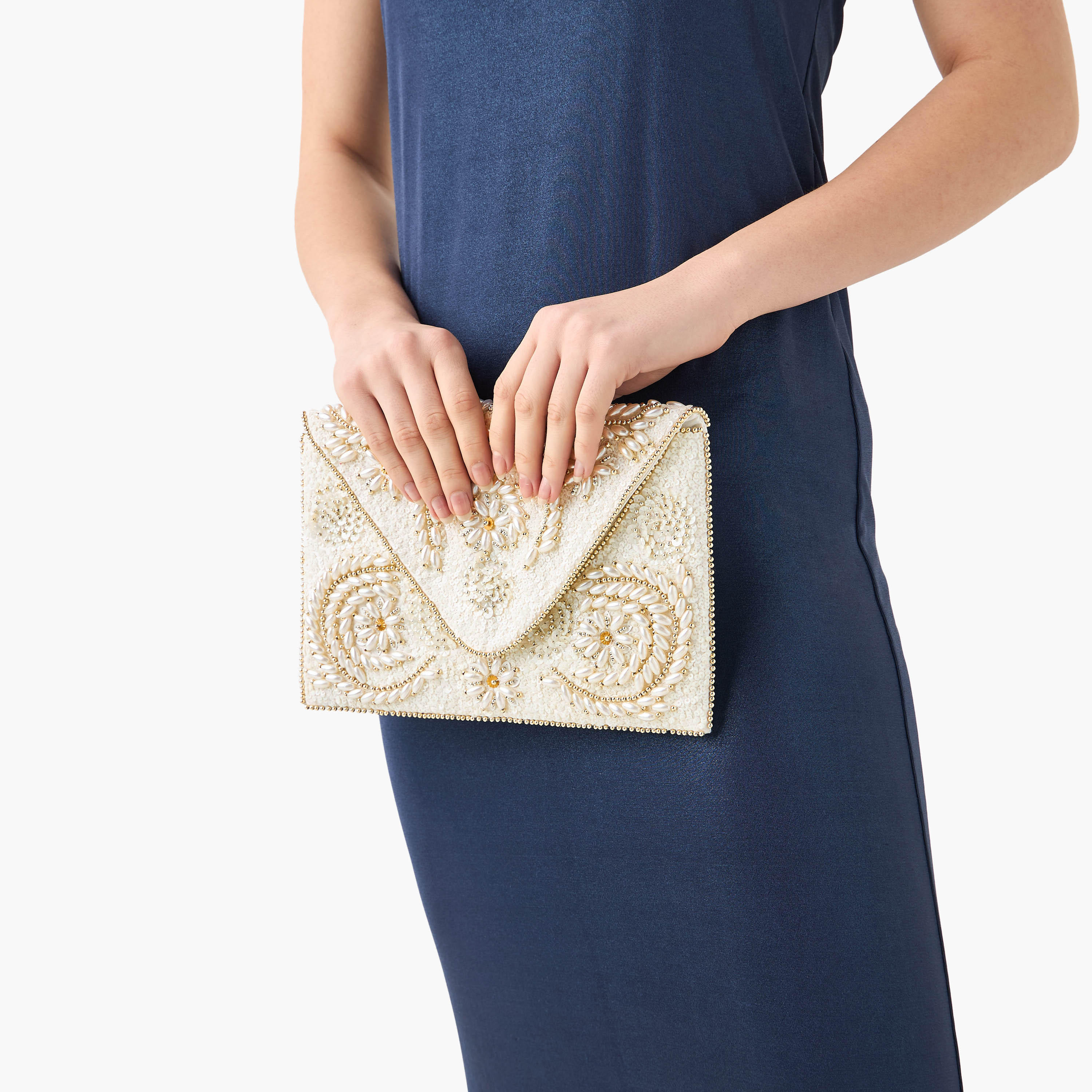 شنطة كلاتش مزيّنة بحزام سلسلة قابل للفصل-women-bagsandwallets-handbags-image-2