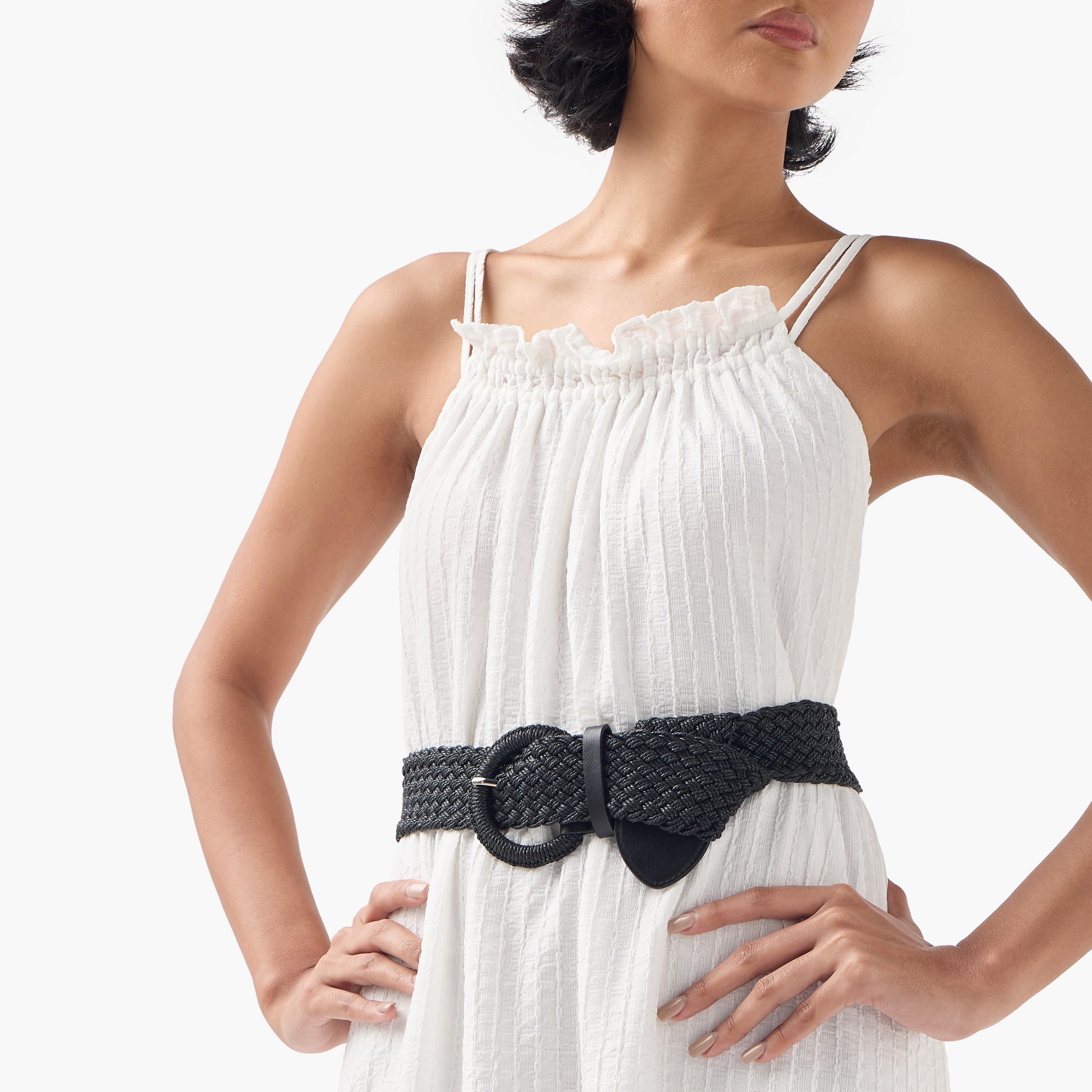حزام بارز الملمس بإبزيم إغلاق بدبوس-women-clothingaccessories-belts-image-2