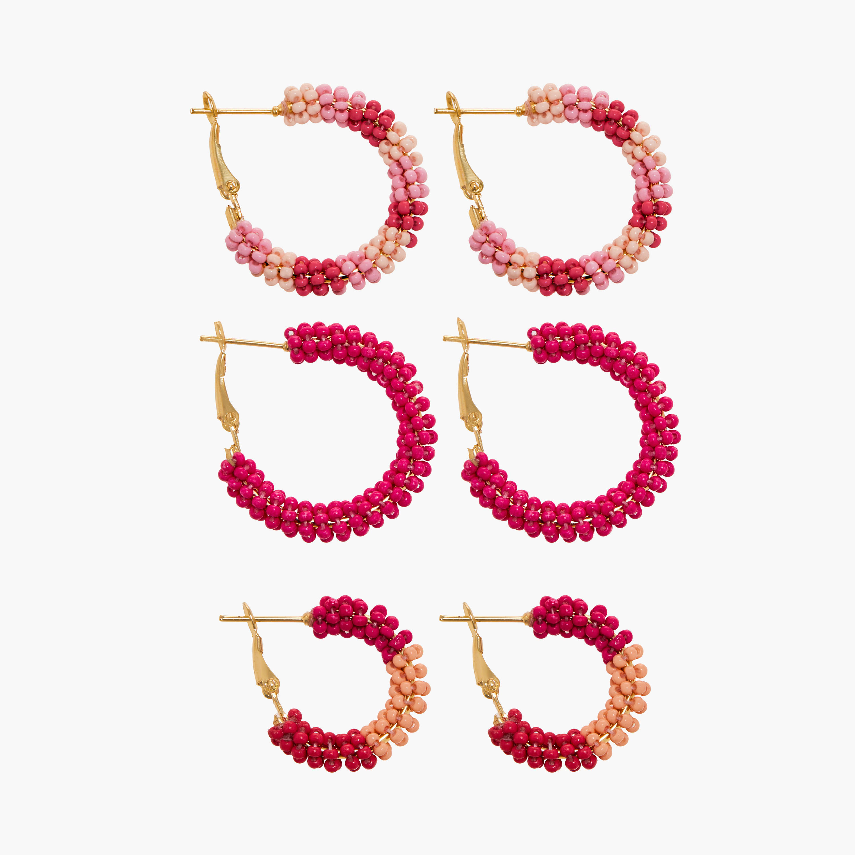 Set of 3 - Beaded Hoops with Latch Back Closure-women-watchesandjewellery-jewellery-earrings-image-1