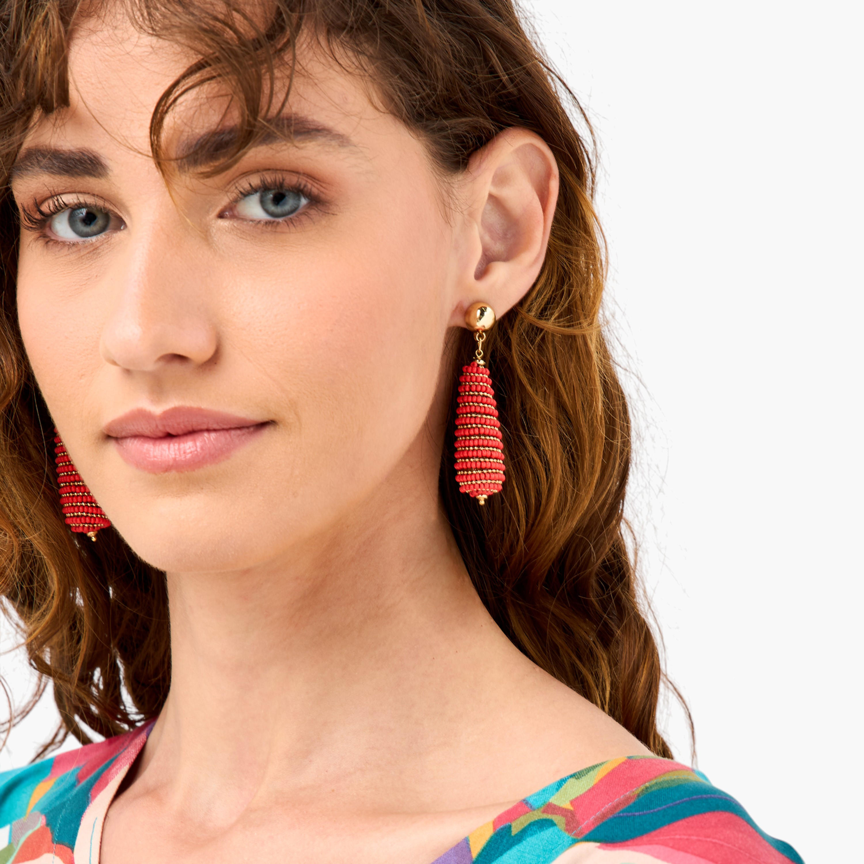 Beaded Dangler Earrings with Pushback Closure-women-watchesandjewellery-jewellery-earrings-image-2