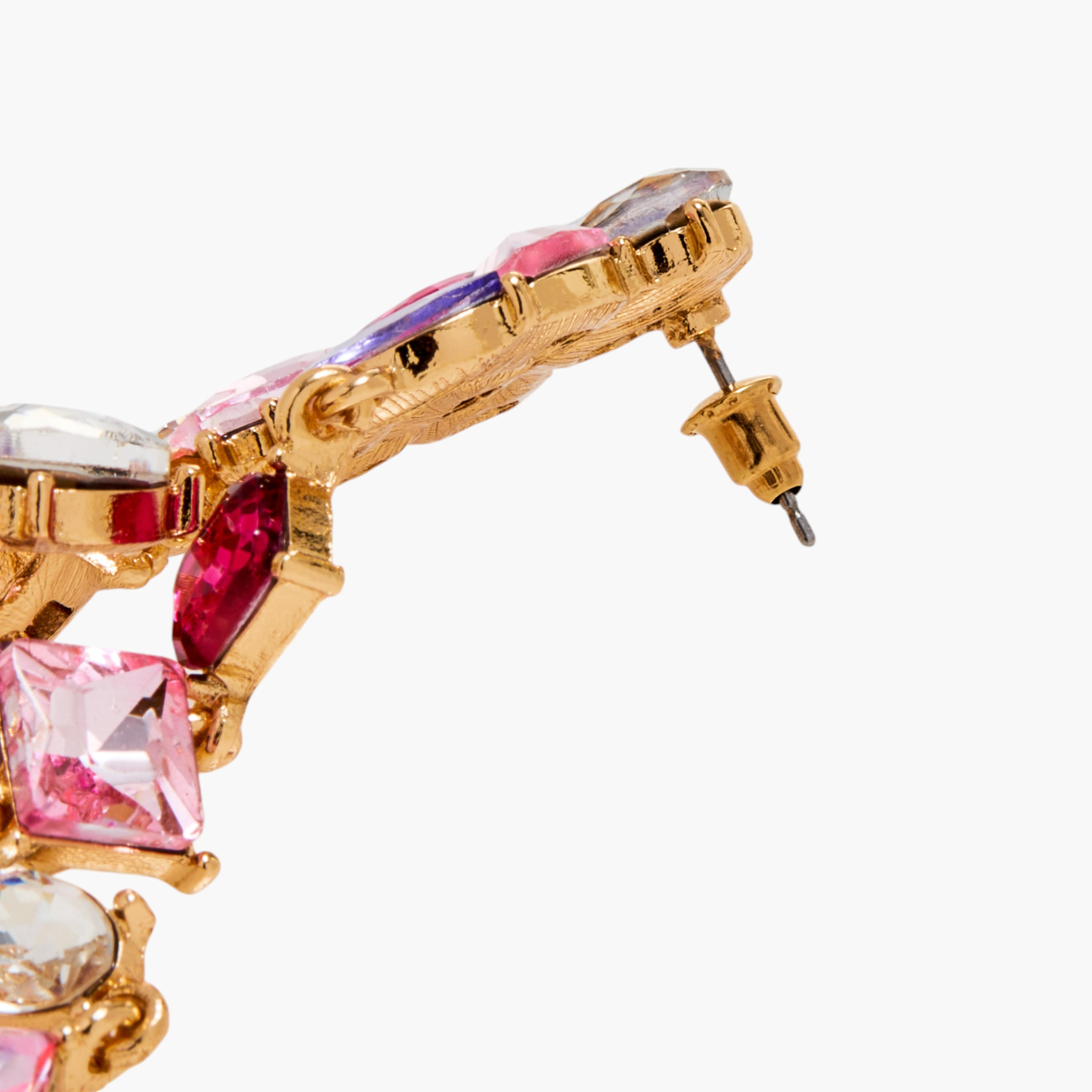 أقراط متدلية مزينة بأحجار بمكبس إغلاق خلفي-women-watchesandjewellery-jewellery-earrings-image-1