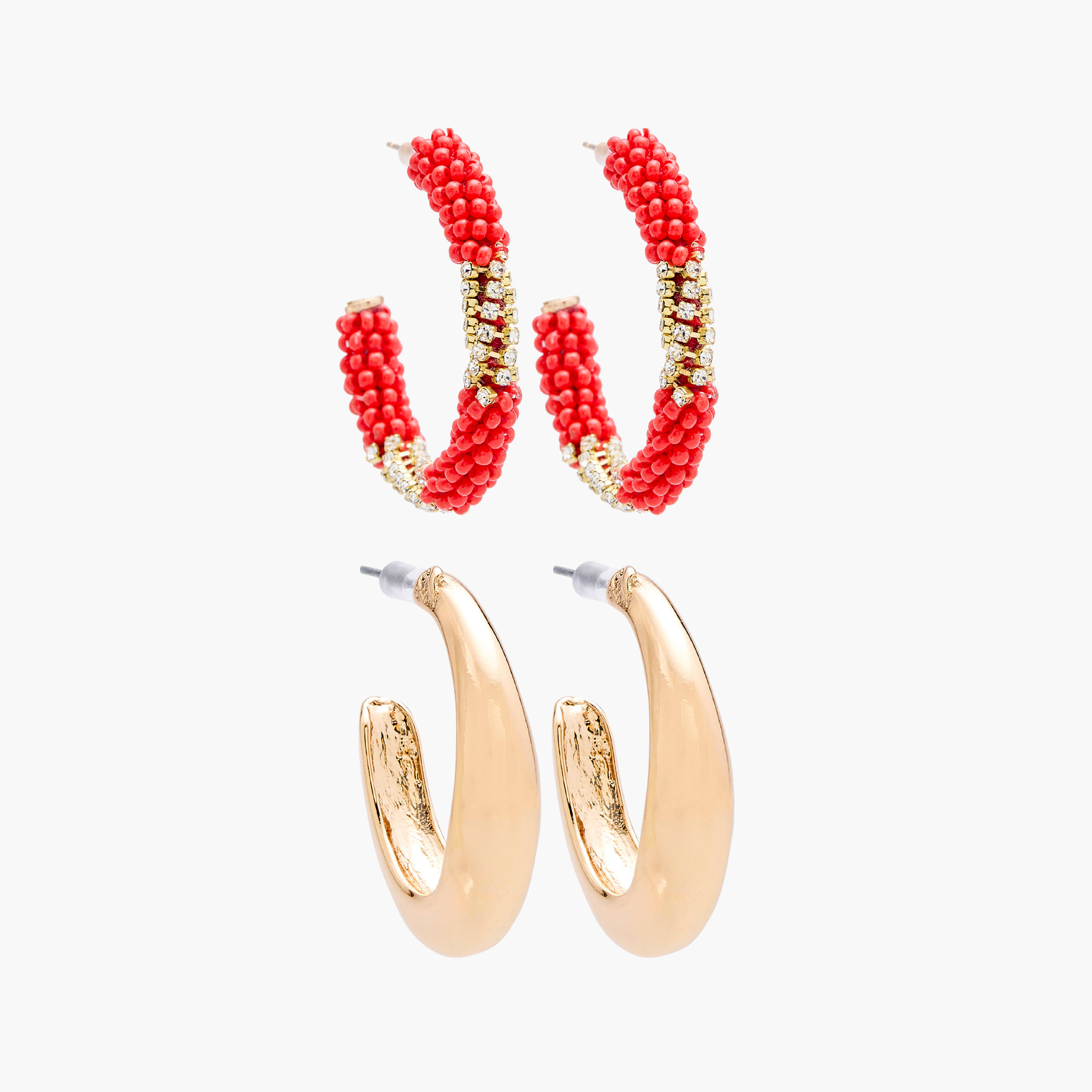 Set of 2 - Assorted Hoop Earrings with Pushback Closure-women-watchesandjewellery-jewellery-earrings-image-1