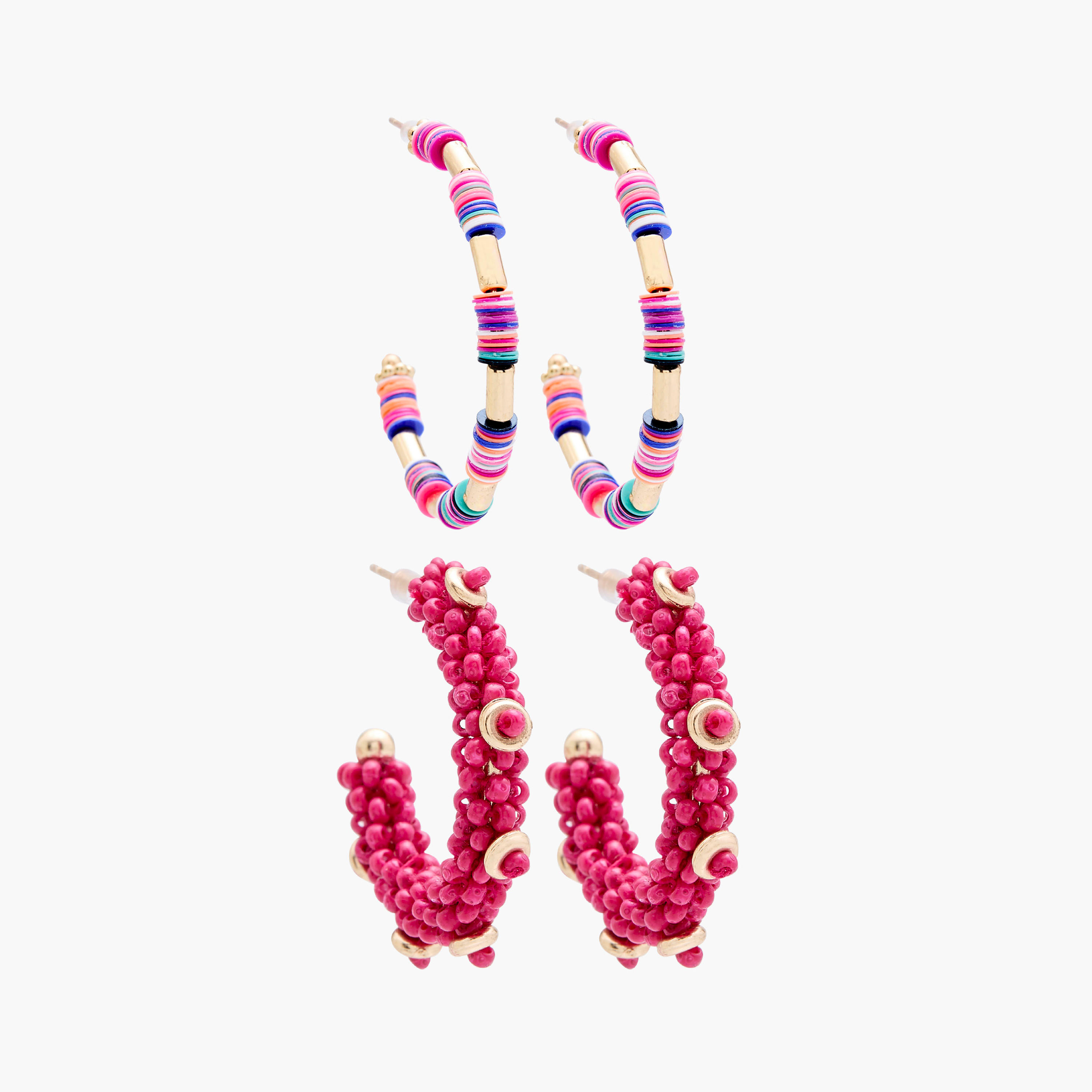 Set of 2 - Beaded Hoop Earrings-women-watchesandjewellery-jewellery-earrings-image-1