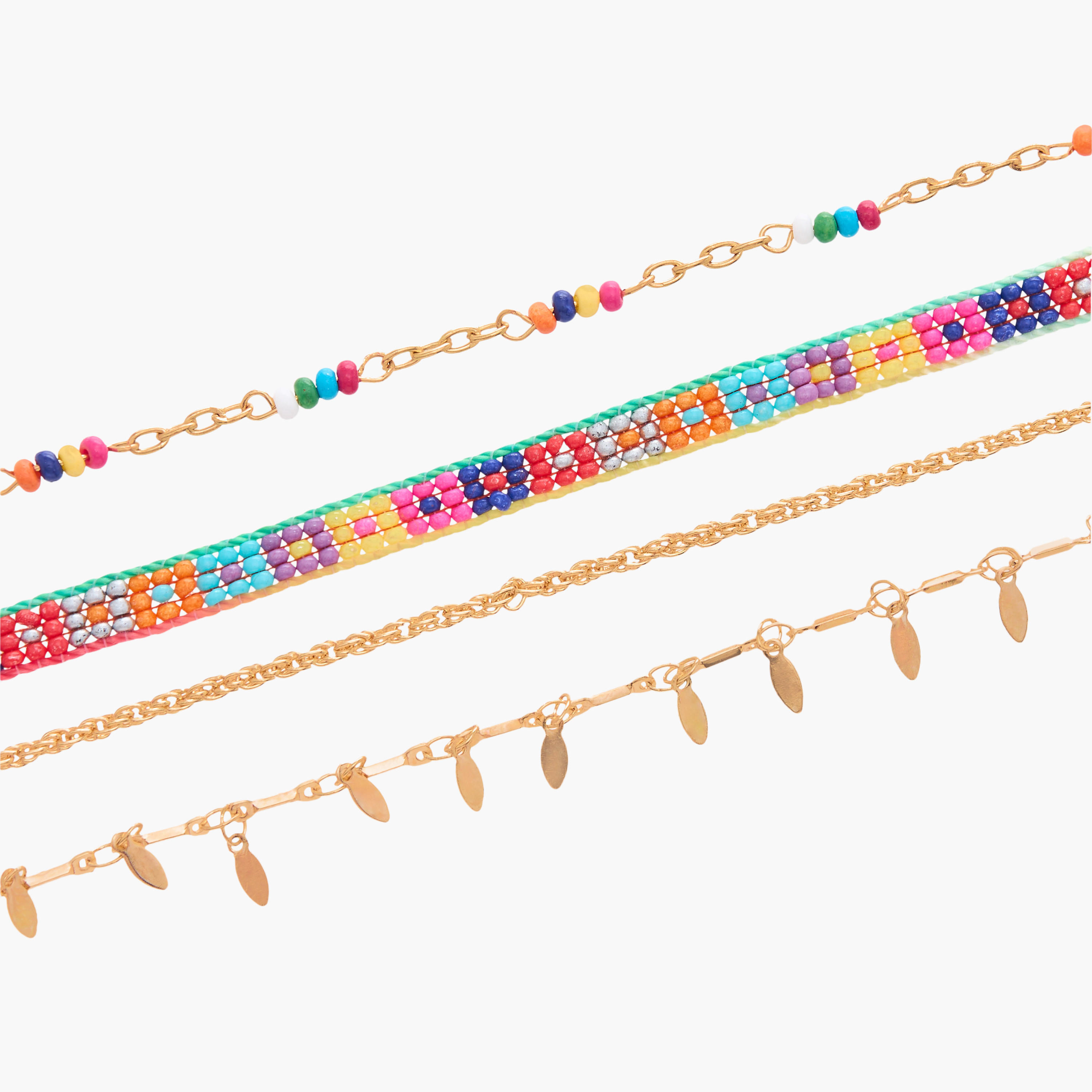 خلخال خرز بمشبك إغلاق - طقم من 4 قطع-women-watchesandjewellery-jewellery-anklets-image-12