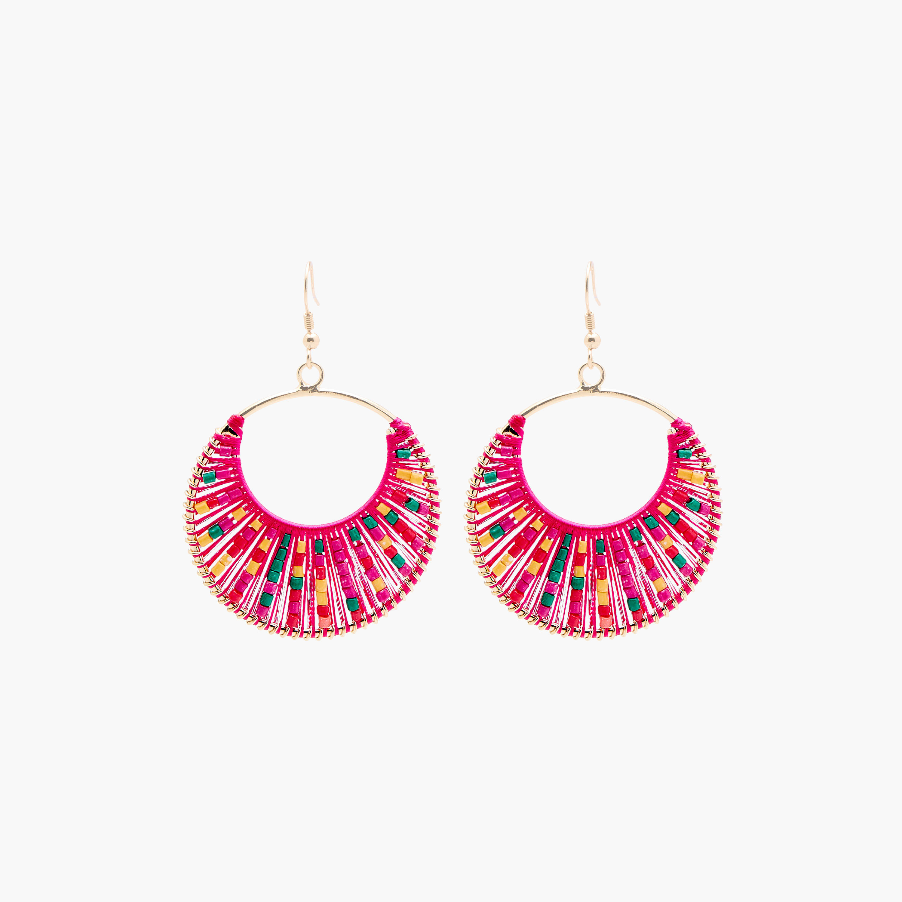 Beaded Hoop Earrings with Fish Hook-women-watchesandjewellery-jewellery-earrings-image-1