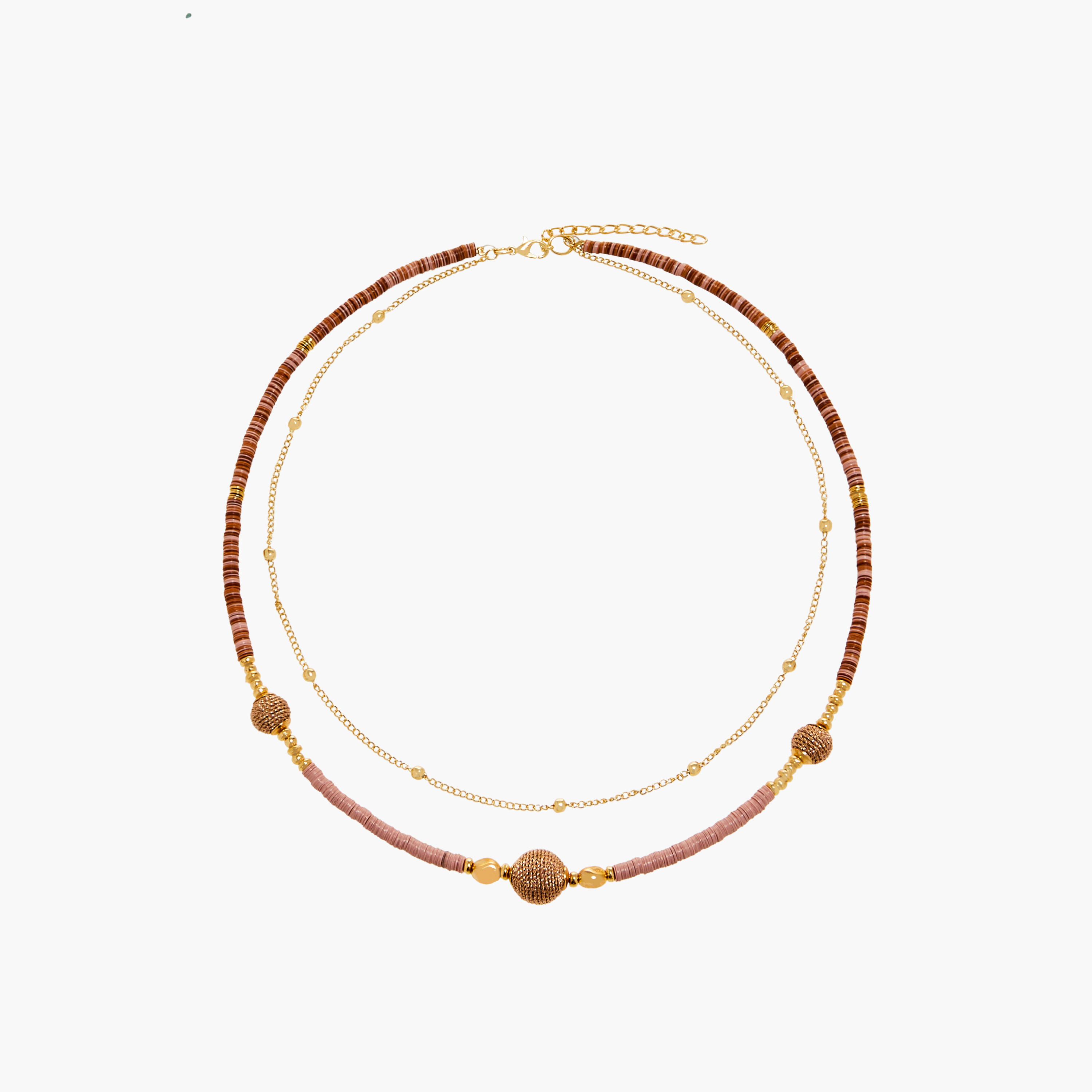قلادة طبقات ميتاليك وخرز مع مشبك إغلاق-women-watchesandjewellery-jewellery-necklacesandpendants-image-1