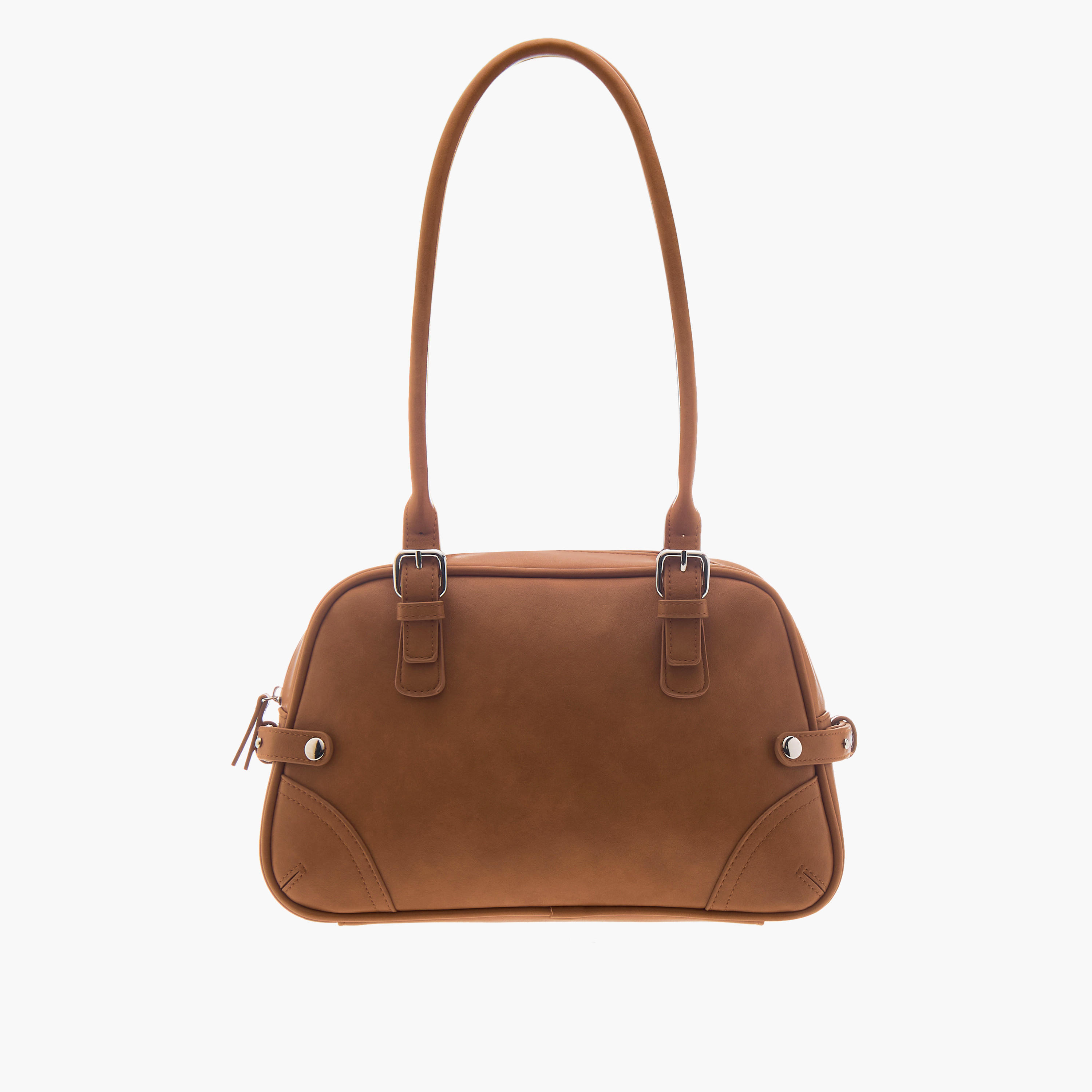 شنطة كتف بمقبض مزدوج وسحاب إغلاق وتفاصيل إبزيم-women-bagsandwallets-handbags-image-1