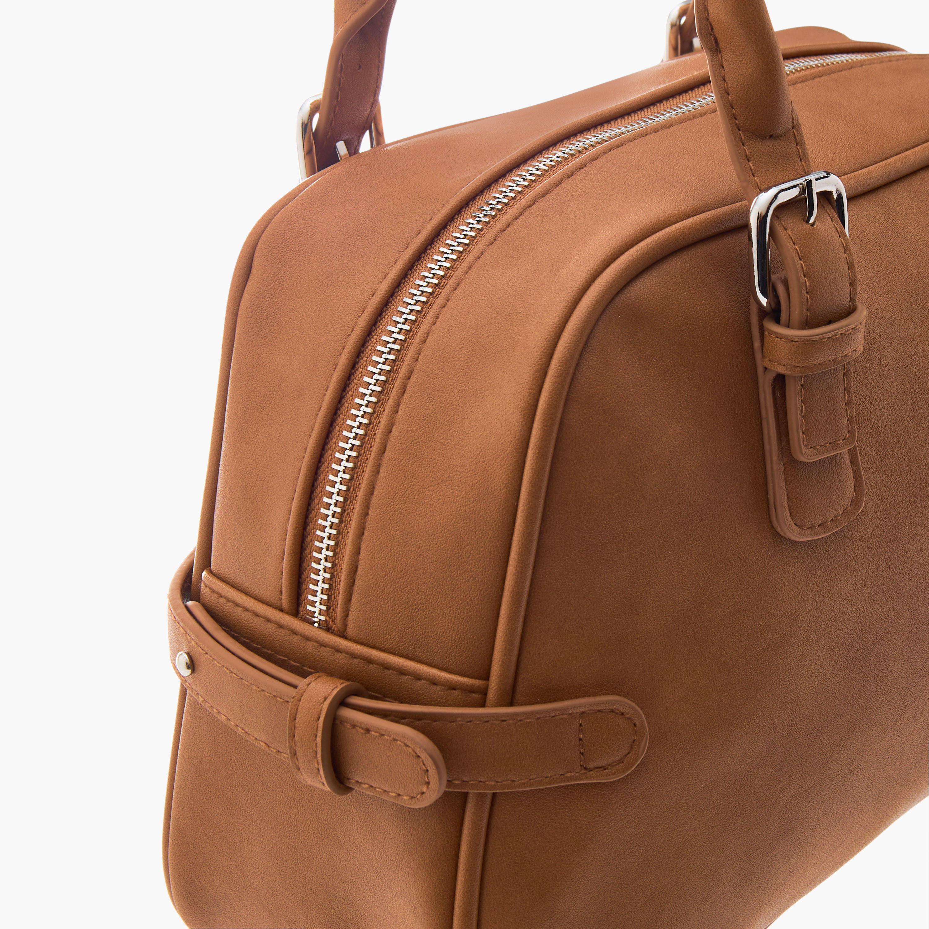 شنطة كتف بمقبض مزدوج وسحاب إغلاق وتفاصيل إبزيم-women-bagsandwallets-handbags-image-6