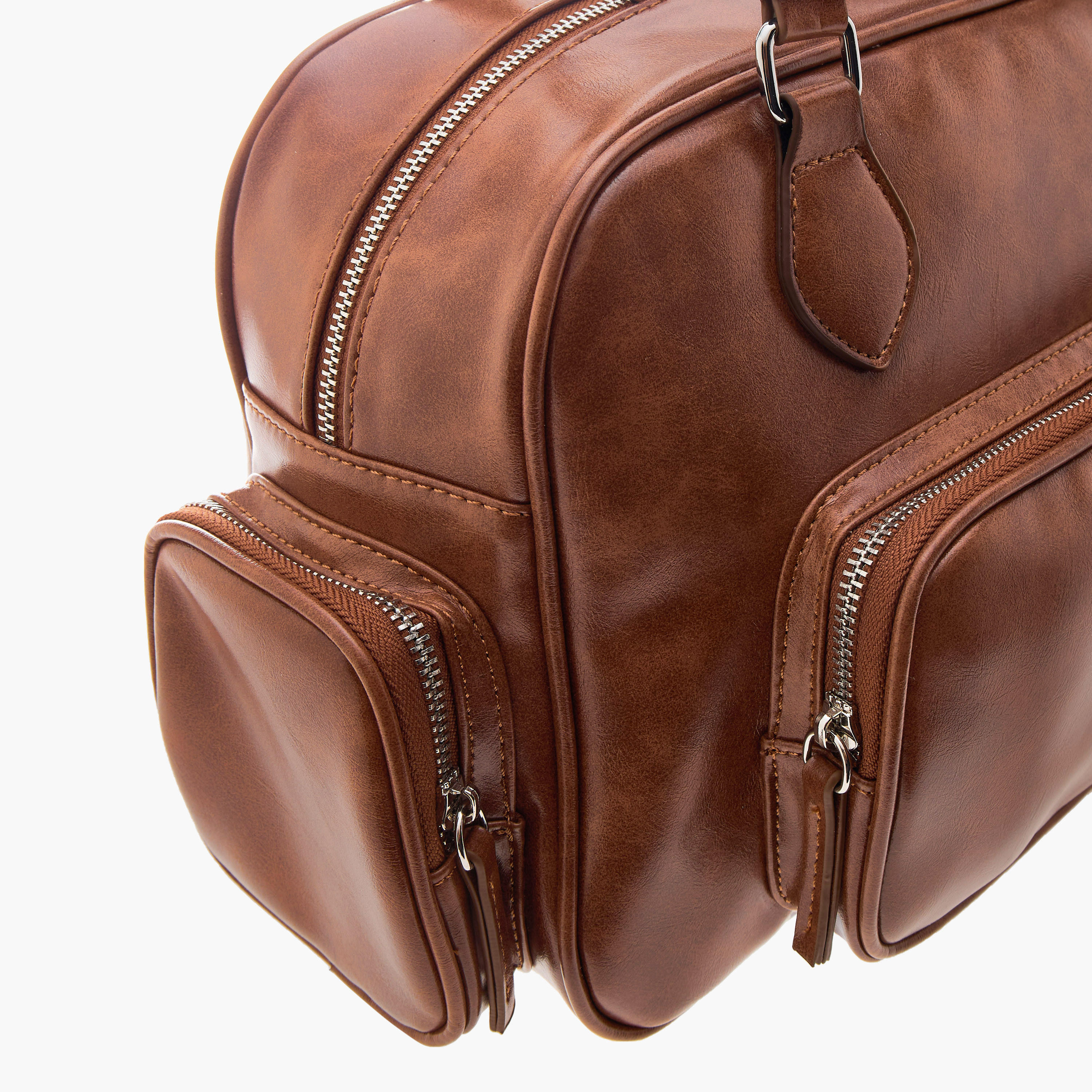 شنطة كتف بمقبض مزدوج وإغلاق سحاب وتفاصيل جيب-women-bagsandwallets-handbags-image-5