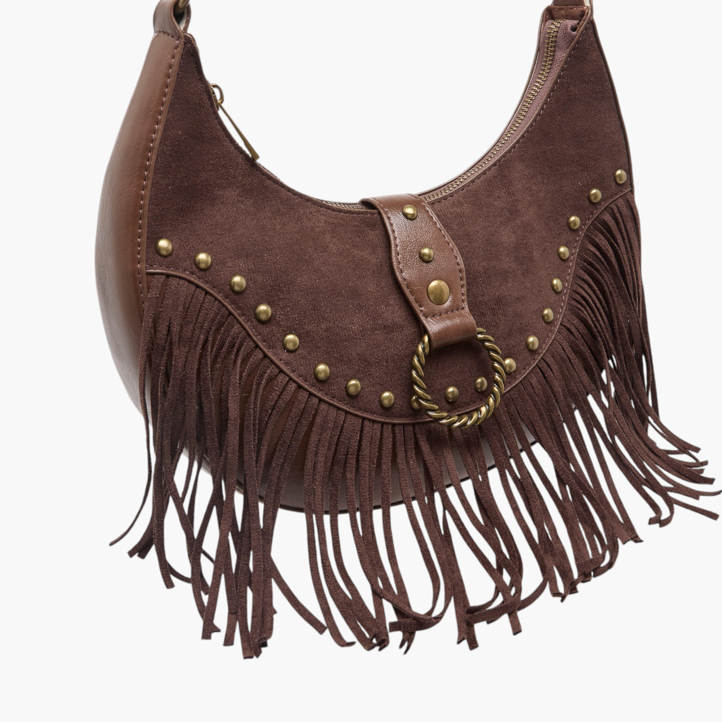 شنطة كتف مزينة بشراشيب مع حزام قابل للتعديل وسحاب إغلاق-women-bagsandwallets-handbags-image-5