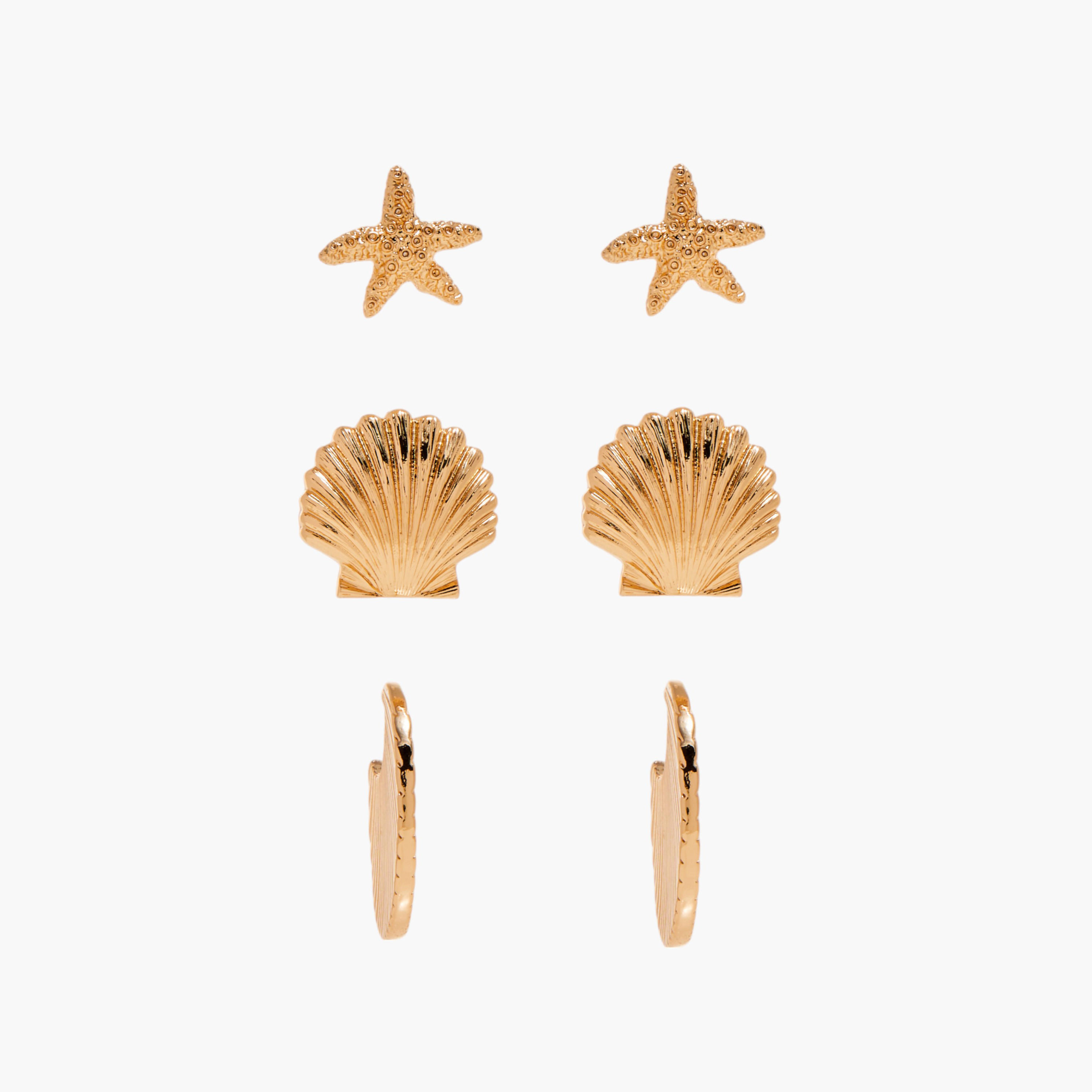 حلقان متنوعة بمكبس إغلاق خلفي - طقم 3 قطع-women-watchesandjewellery-jewellery-earrings-image-5