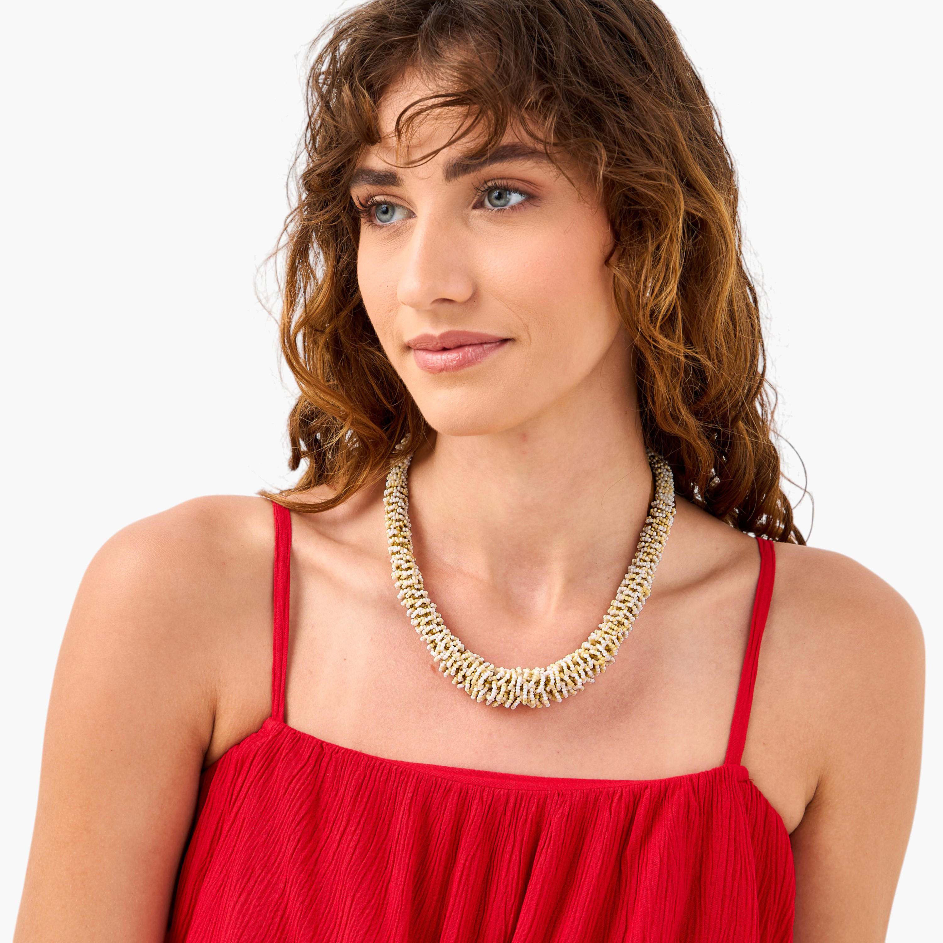 Seed Beaded Necklace with Lobster Clasp Closure-women-watchesandjewellery-jewellery-necklacesandpendants-image-2