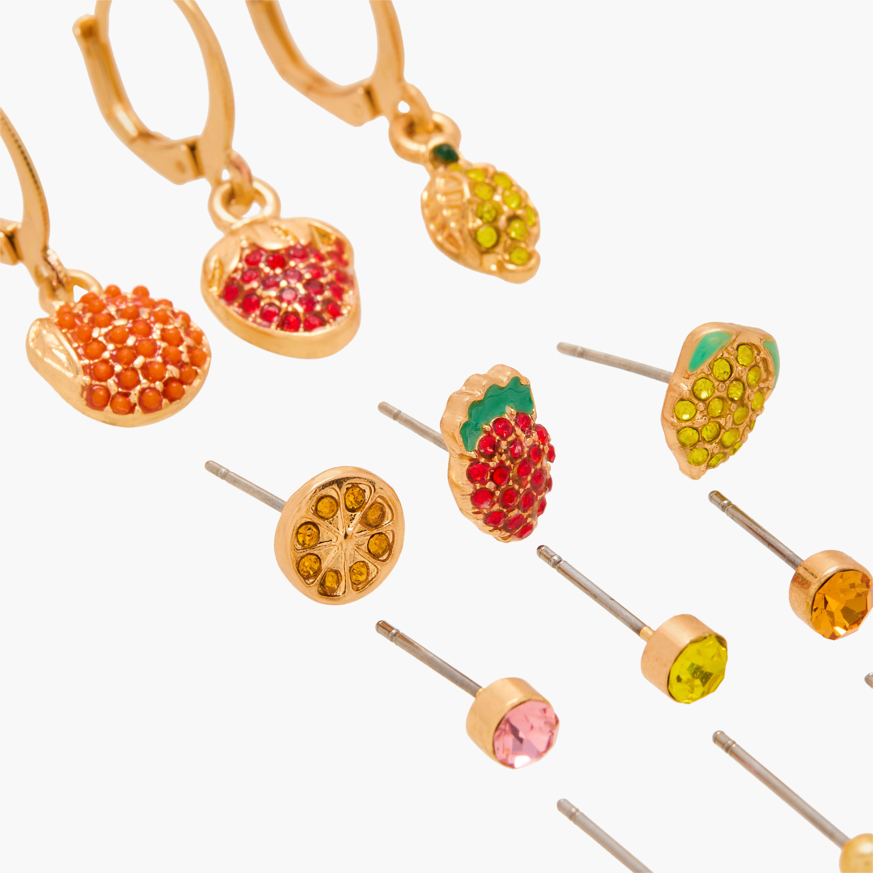 حلقان ميتاليك متنوعة - طقم 12 زوج-women-watchesandjewellery-jewellery-earrings-image-4