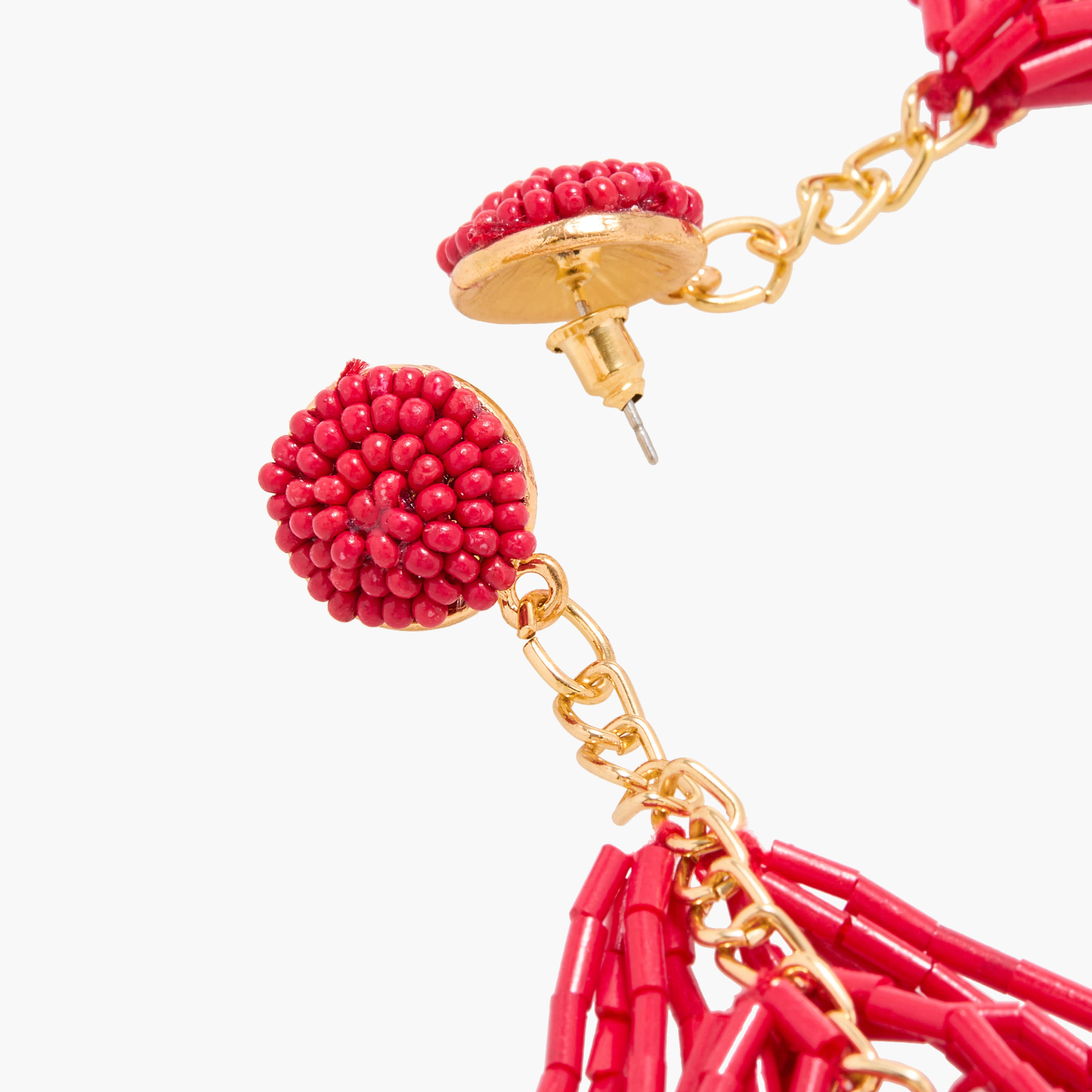 Embellished Tassel Drop Earrings with Pushback Closure-women-watchesandjewellery-jewellery-earrings-image-4
