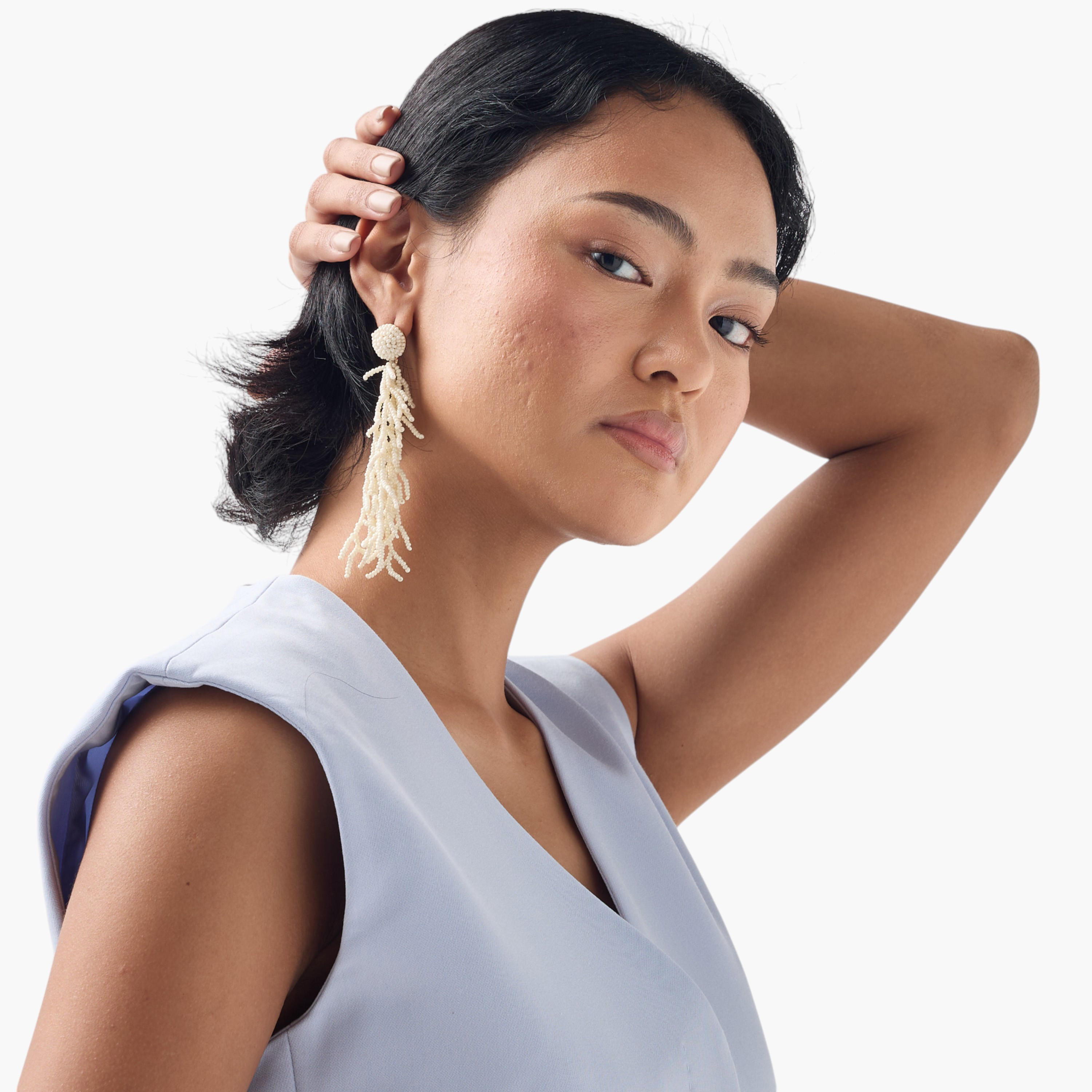 أقراط بشراشيب خرز ومكبس إغلاق خلفي-women-watchesandjewellery-jewellery-earrings-image-2