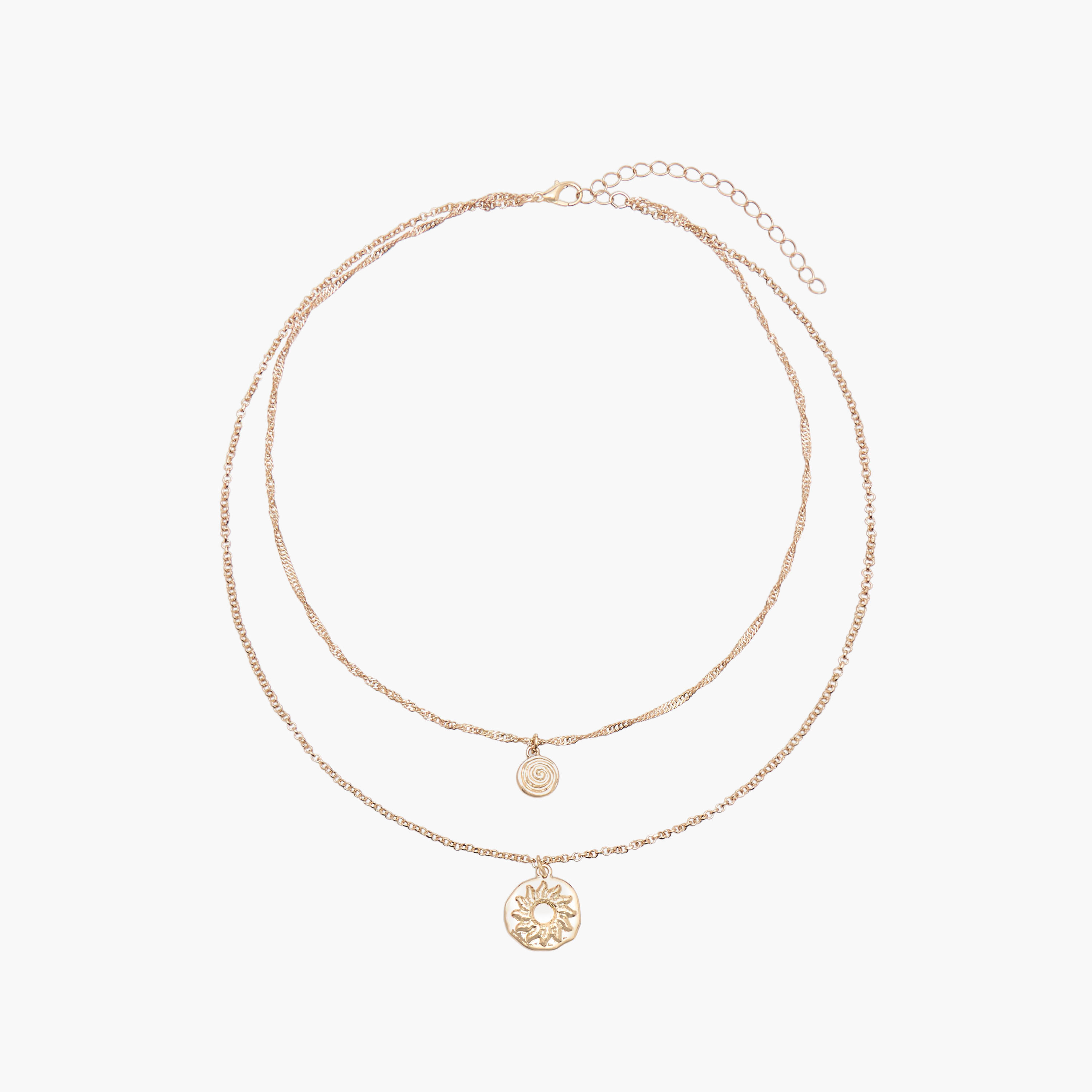 عقد طبقتين ميتاليك بدلاية ومشبك إغلاق-women-watchesandjewellery-jewellery-necklacesandpendants-image-1
